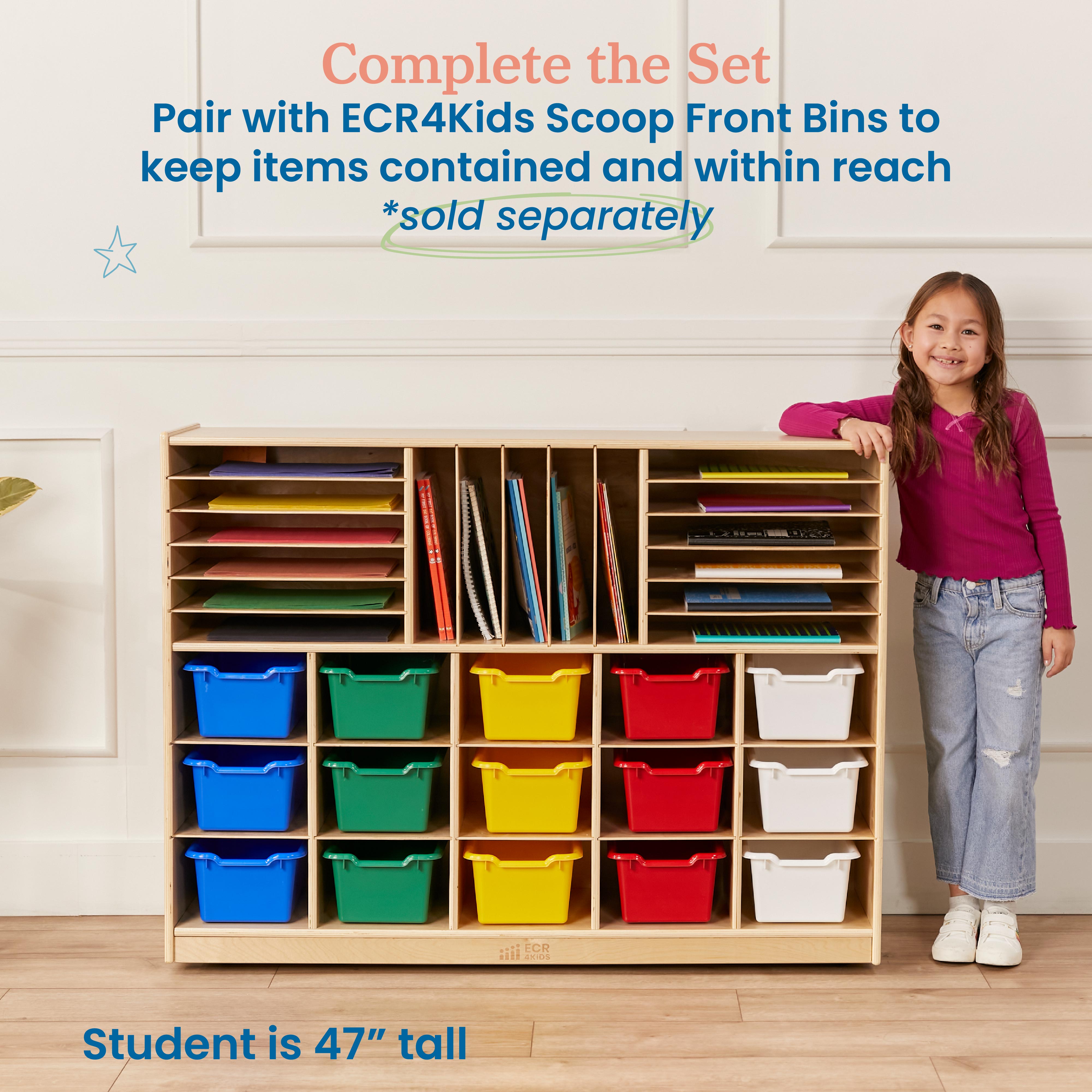 Multi-Section Mobile Tray Cabinet with Cubby Storage Compartments