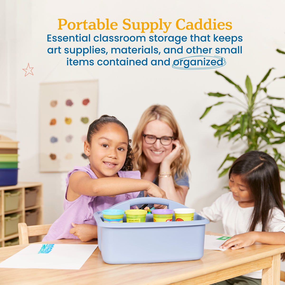 2-Compartment Large Plastic Caddy, 6-Pack