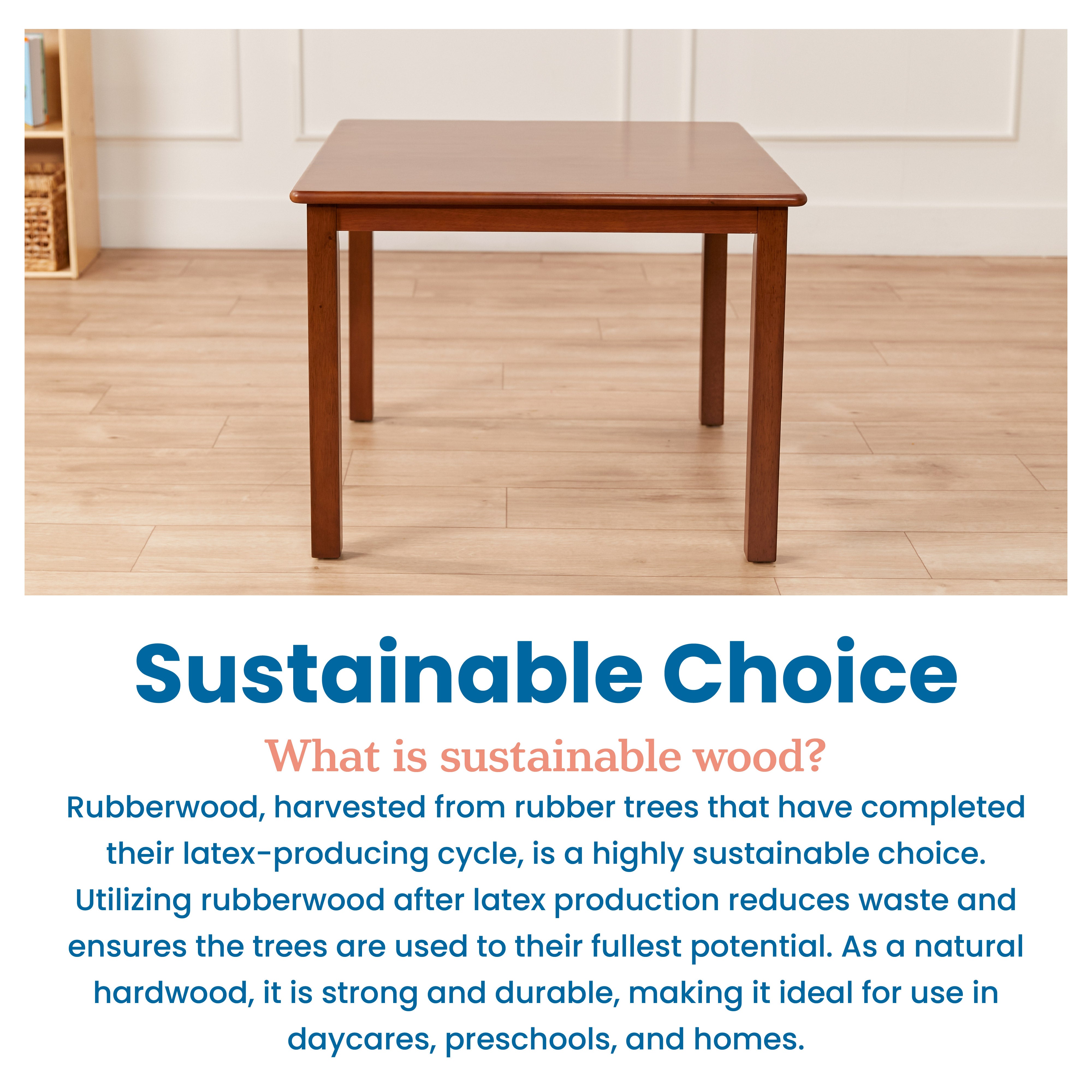 30in Square Hardwood Table with 22in Legs