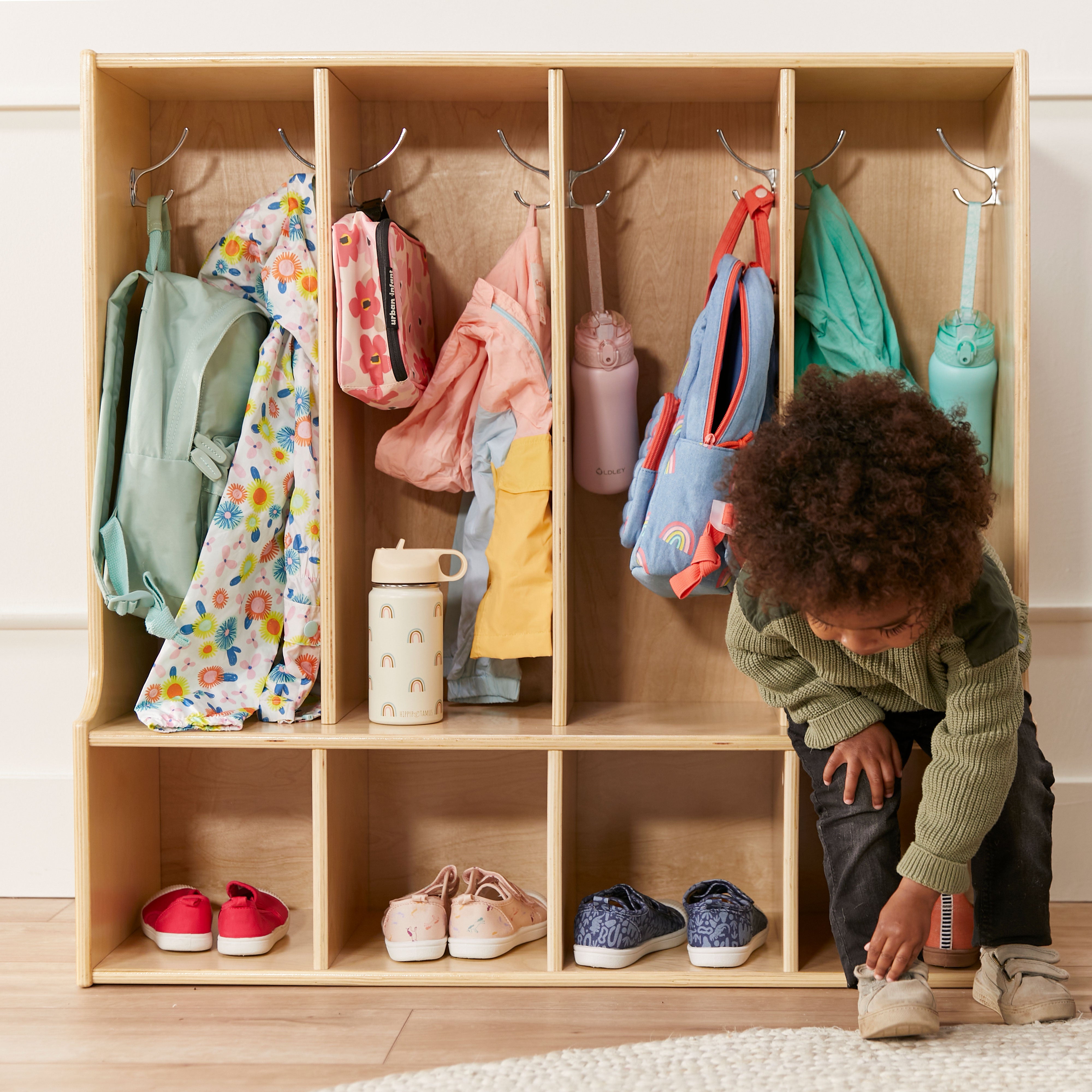 Streamline 4-Section Coat Locker with Bench, Toddler Size