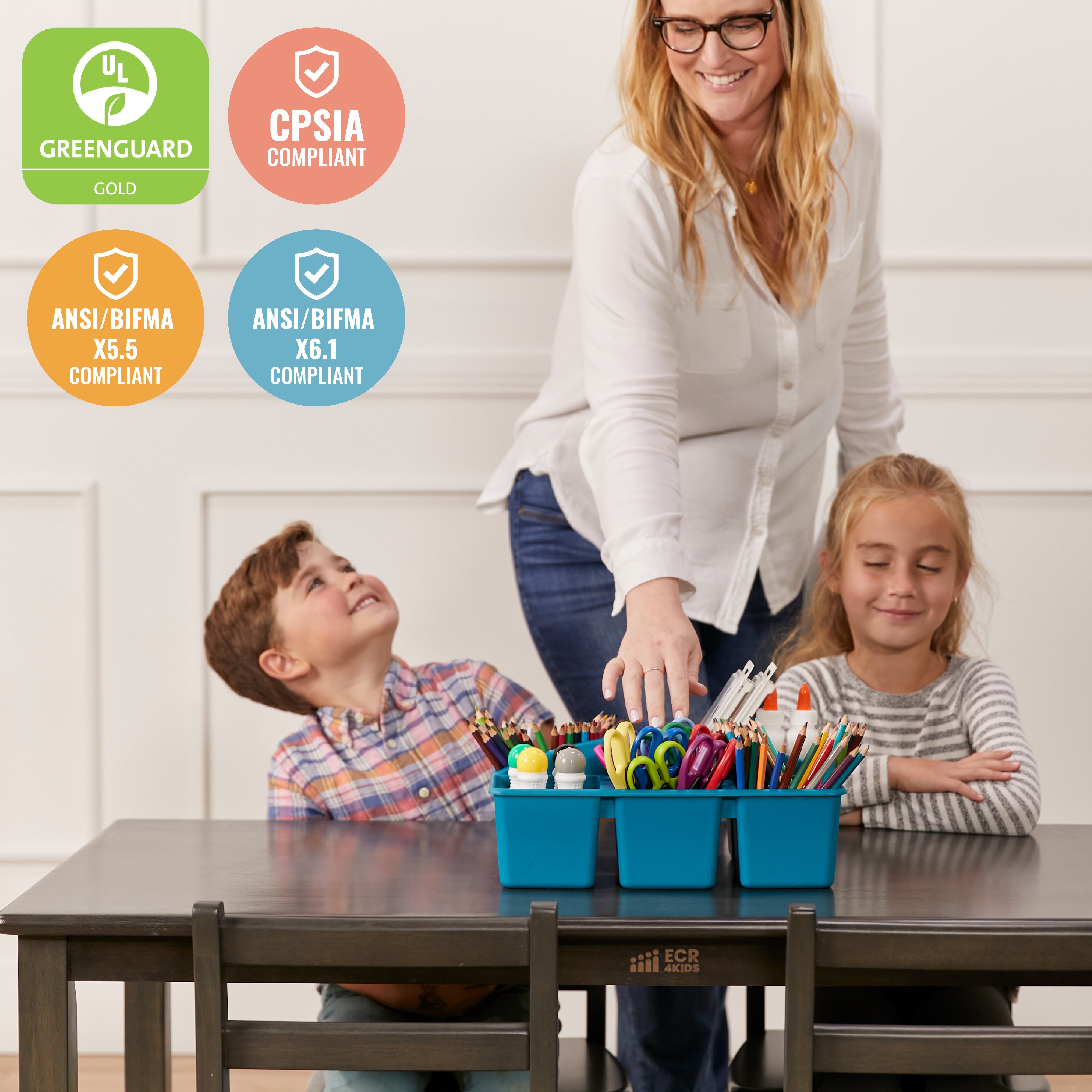 24in x 48in Rectangular Hardwood Table and Chair Set, 12in Seat Height, 5-Piece