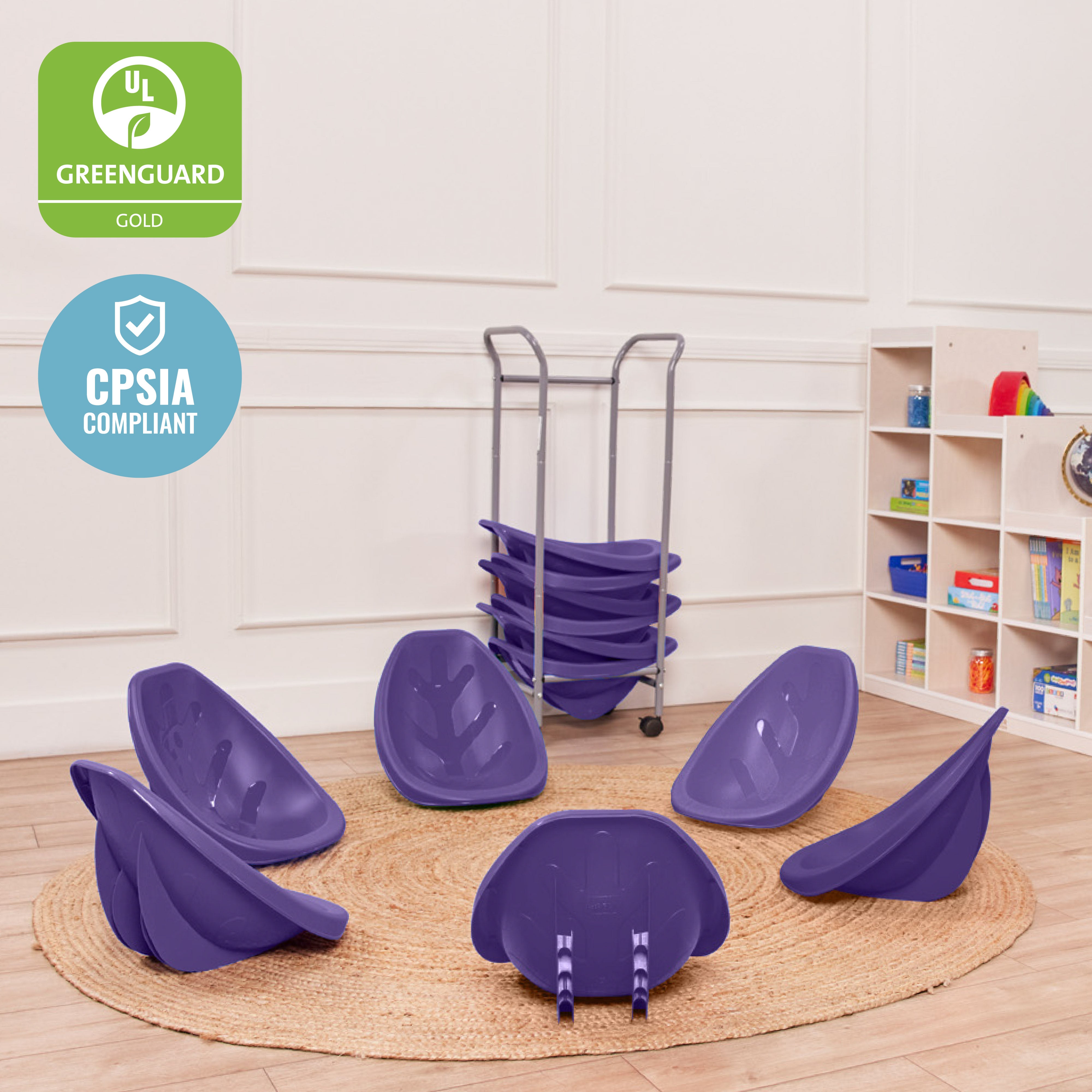 Mobile Leaf Seat Cart with 12 Leaf Floor Seats, Flexible Seating
