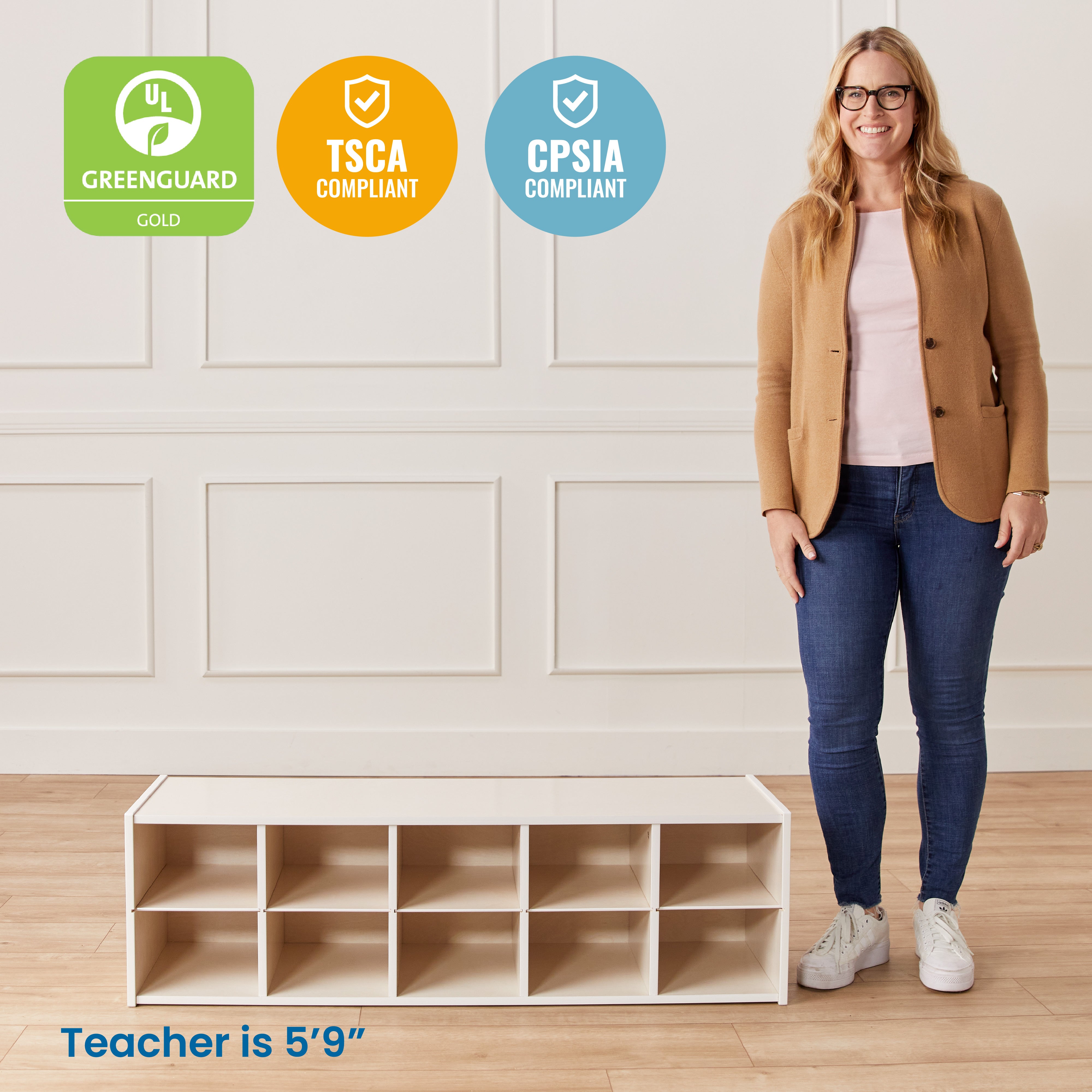 Streamline 10 Cubby Tray Storage Cabinet, 2x5