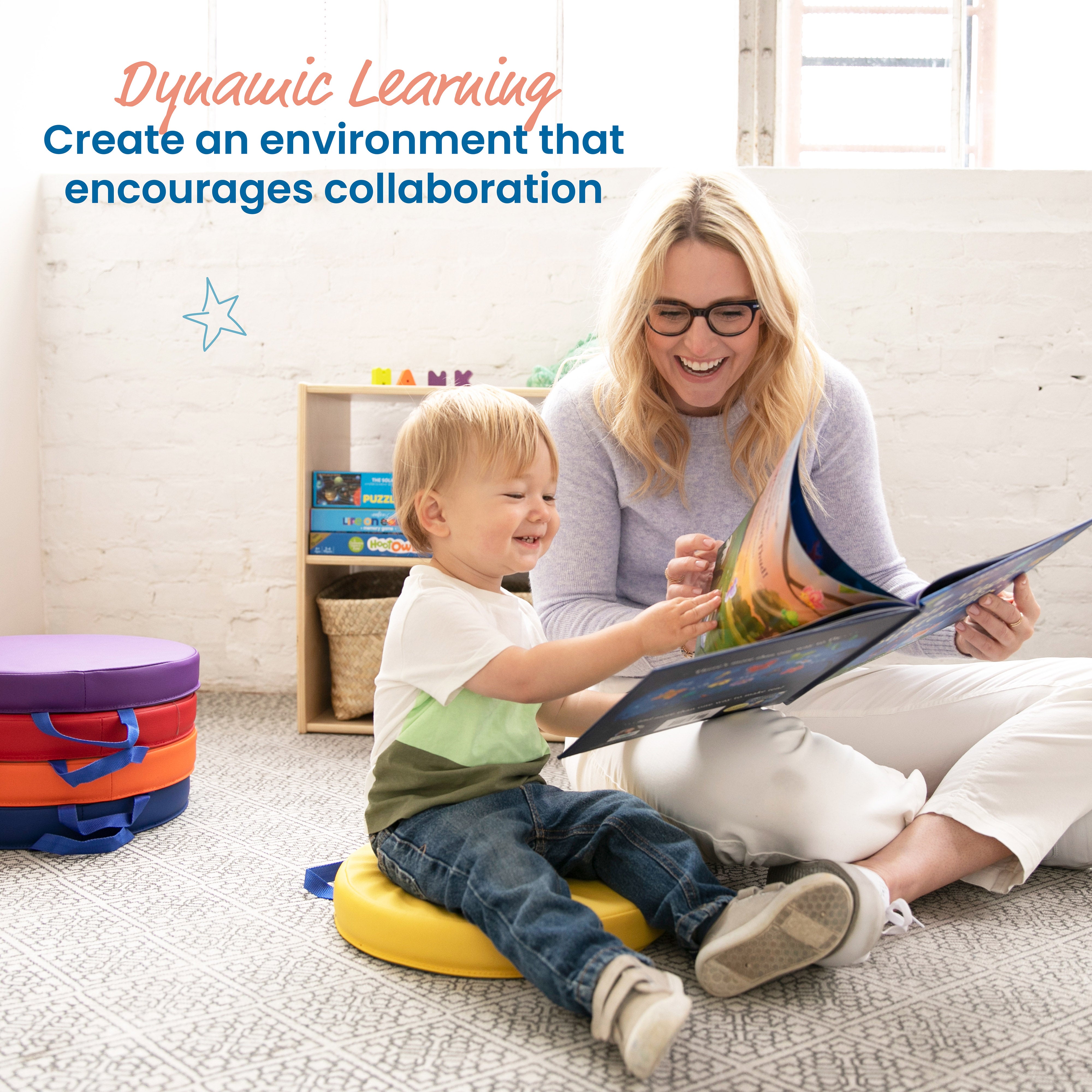 Floor Cushions, Round, Flexible Seating, 6-Piece