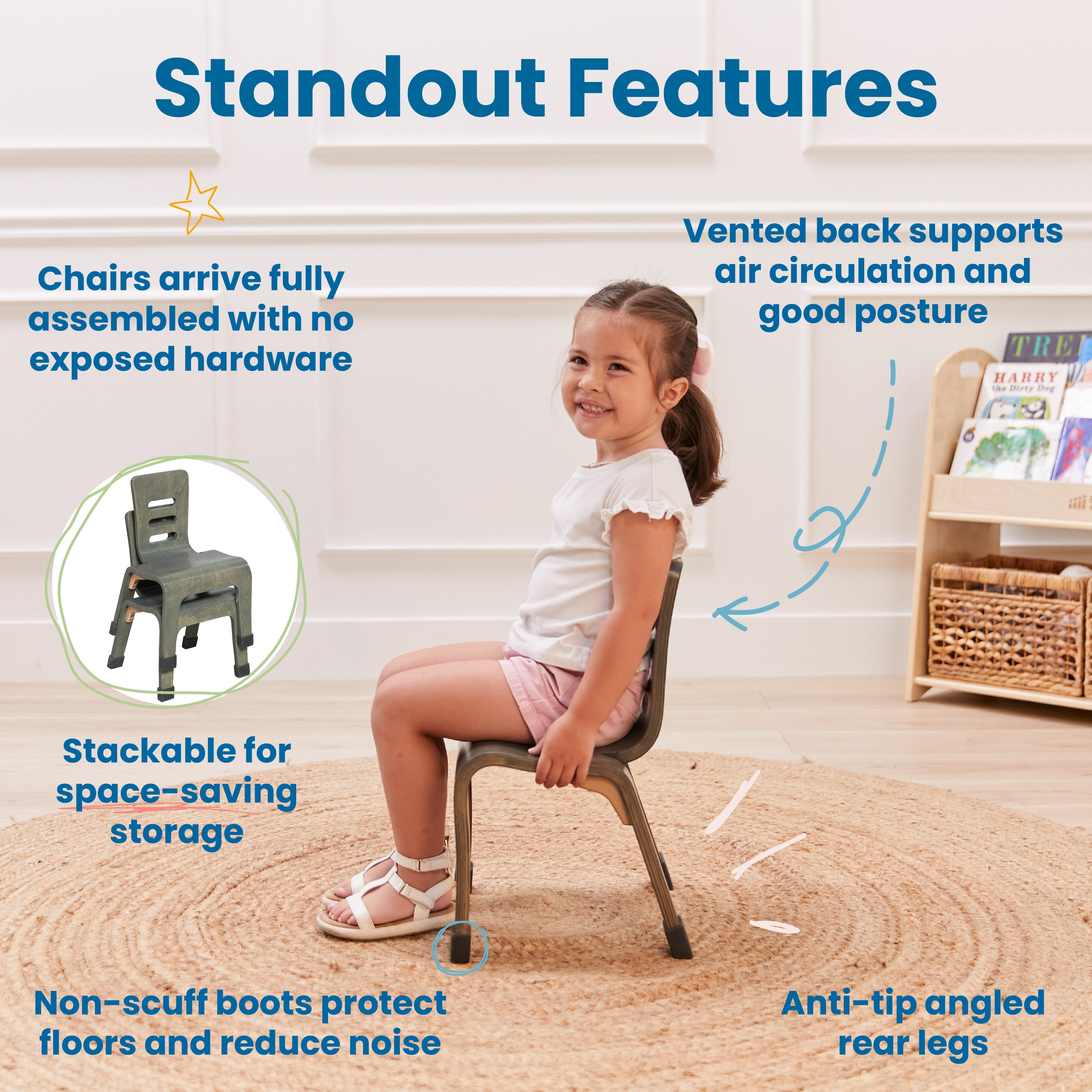 Bentwood Chair, 10in Seat Height, 2-Pack