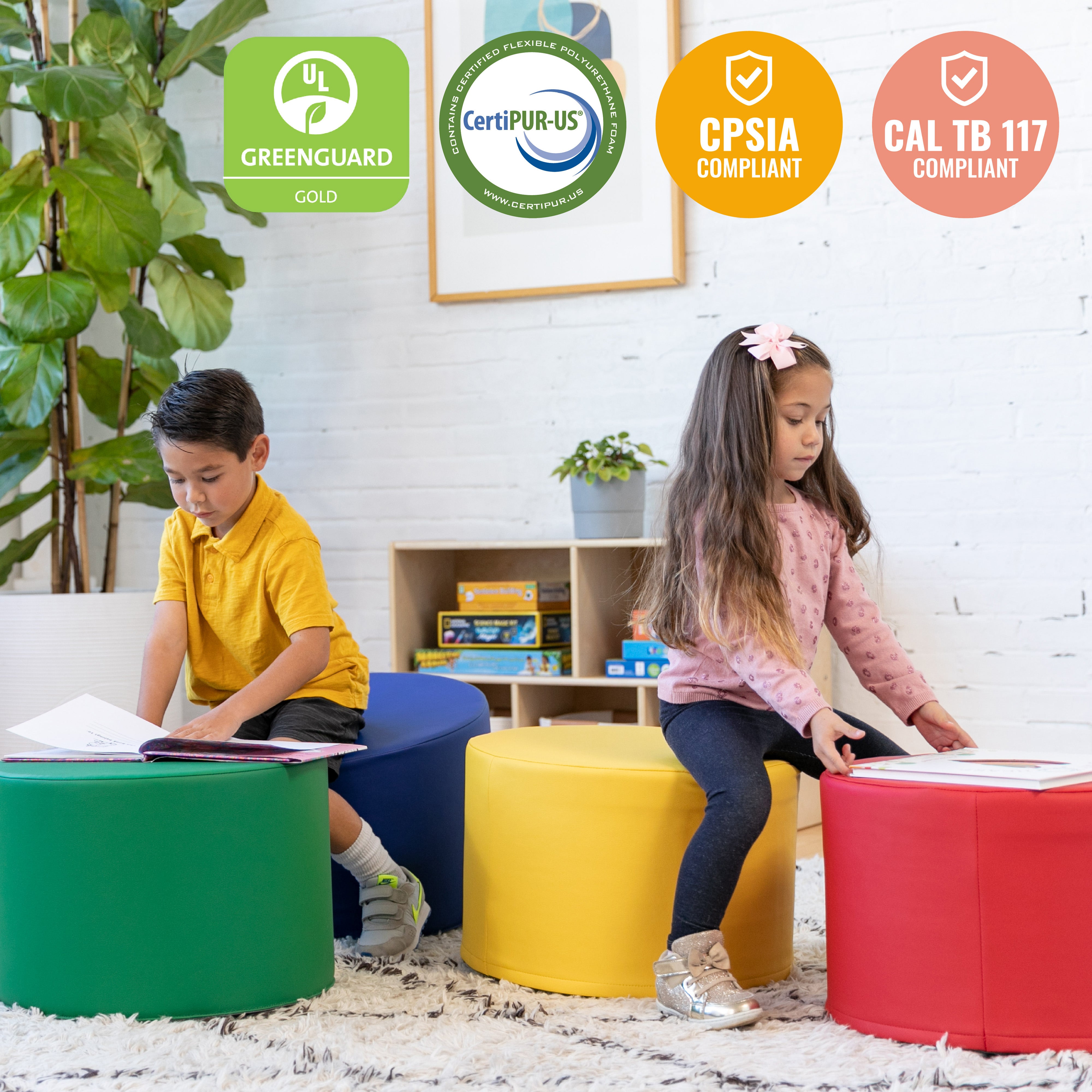 Foam Ottoman Set, Round, 4-Piece