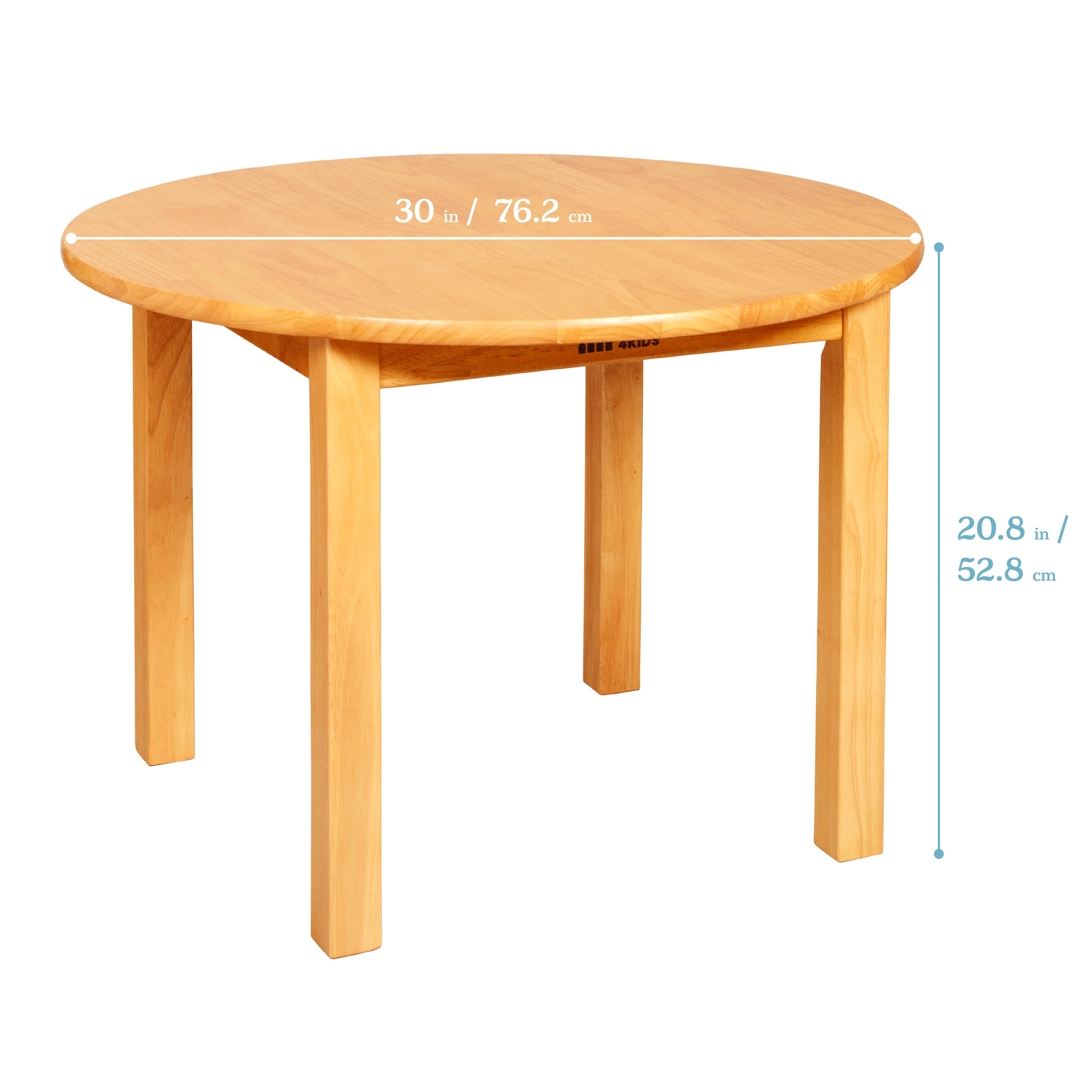 30in D Round Hardwood Table with 20in Legs and Two 10in Chairs, 3-Piece