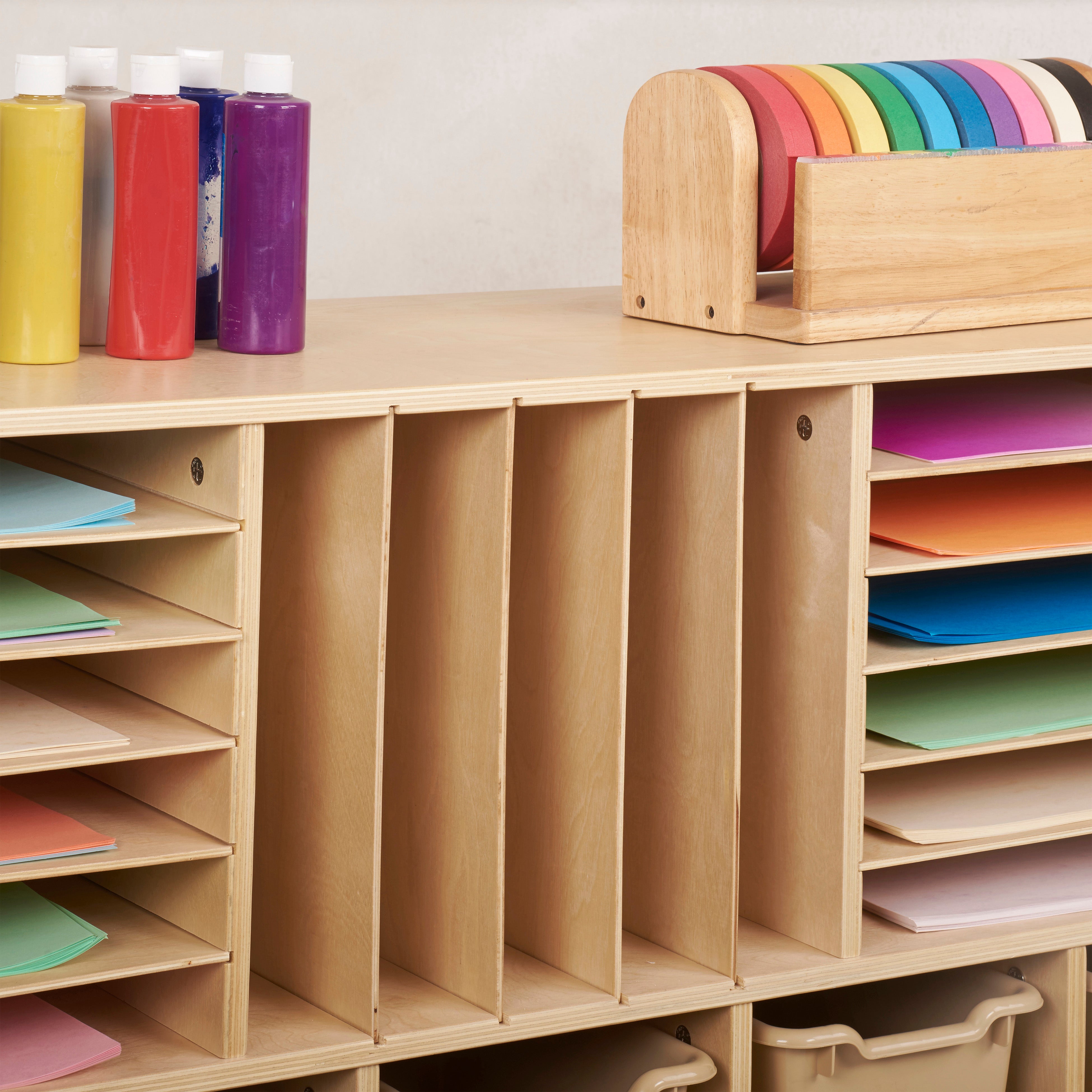 Multi-Section Mobile Tray Cabinet with Cubby Storage Compartments