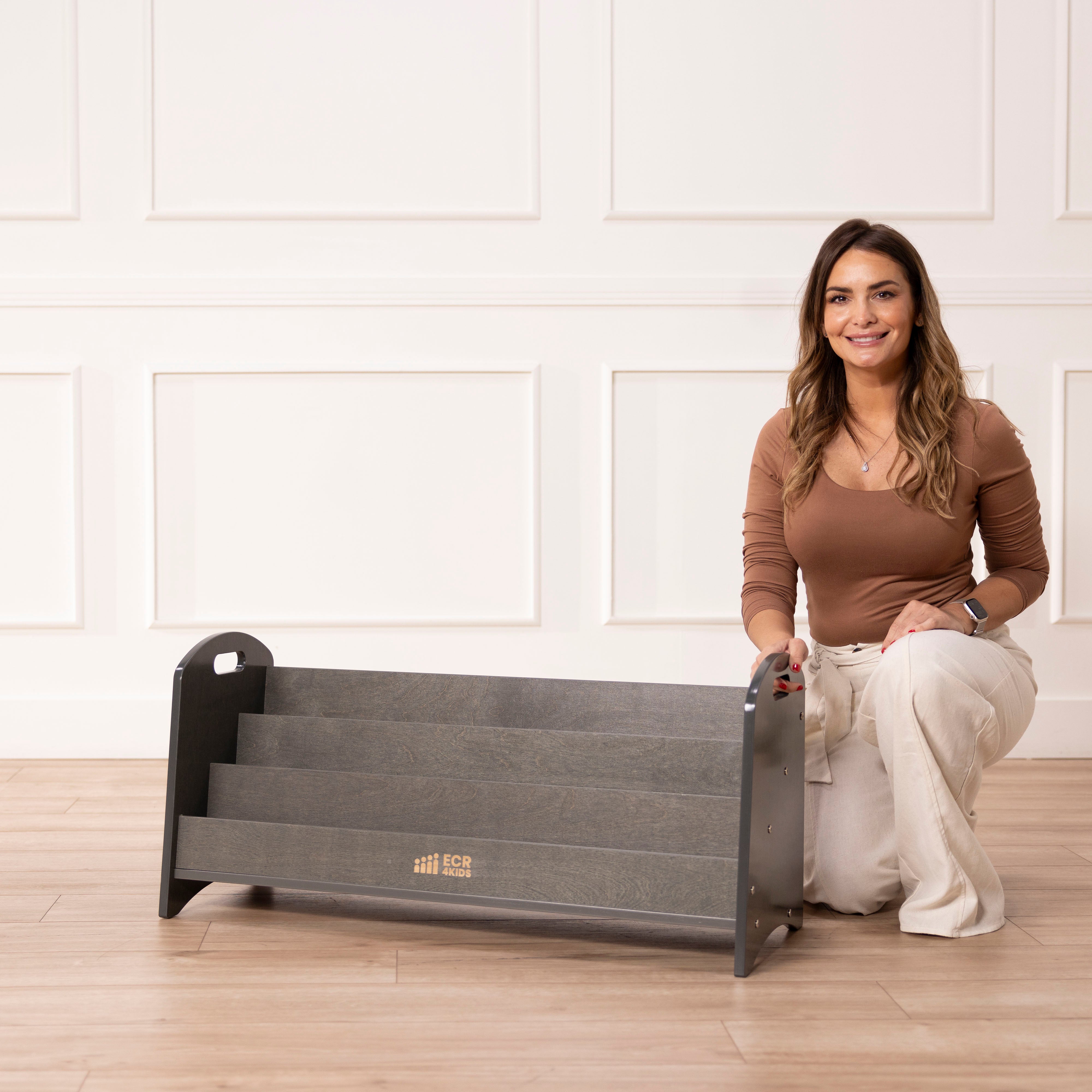 3-Shelf Floor Book Display with Handles