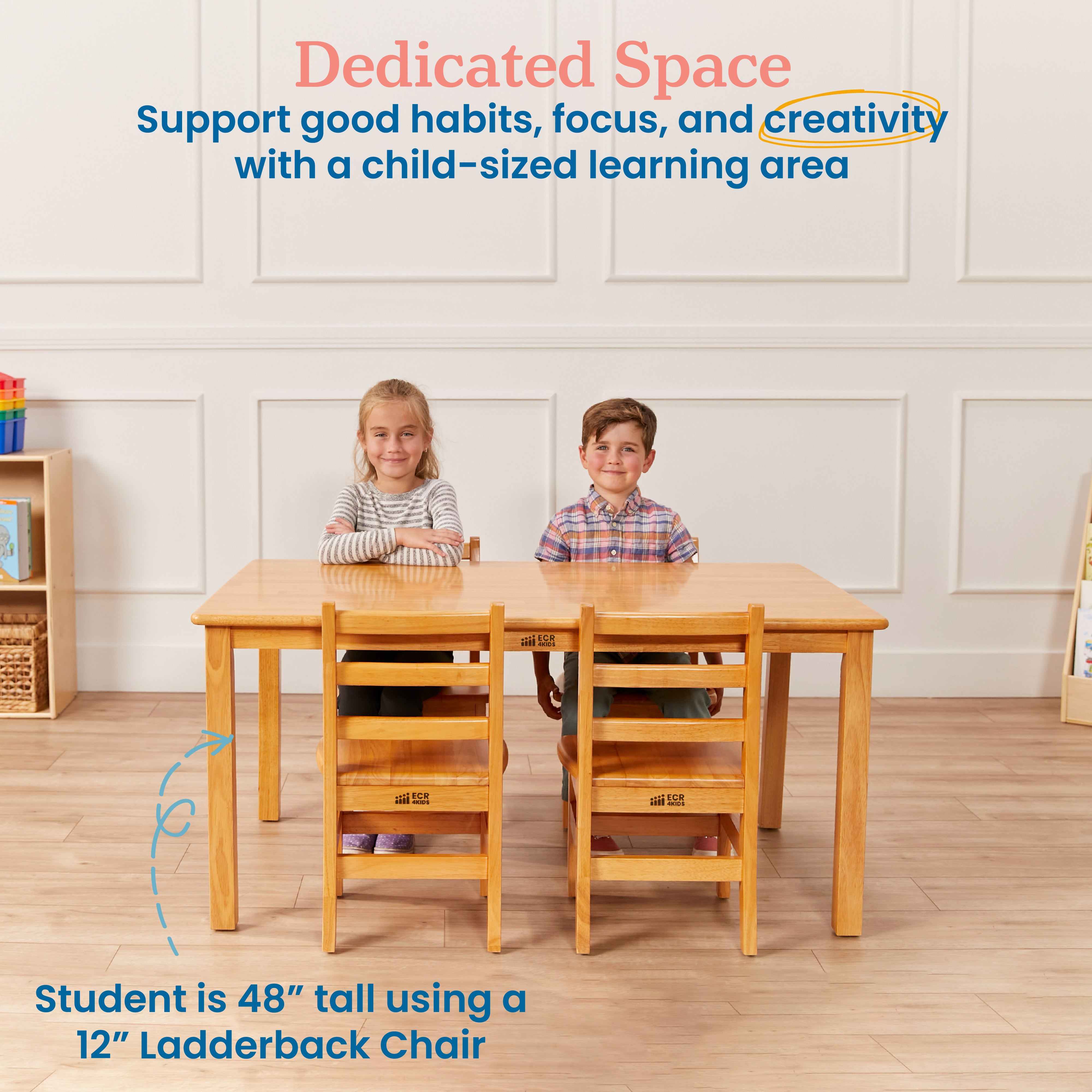 30in x 48in Rectangular Hardwood Table with 22in Legs