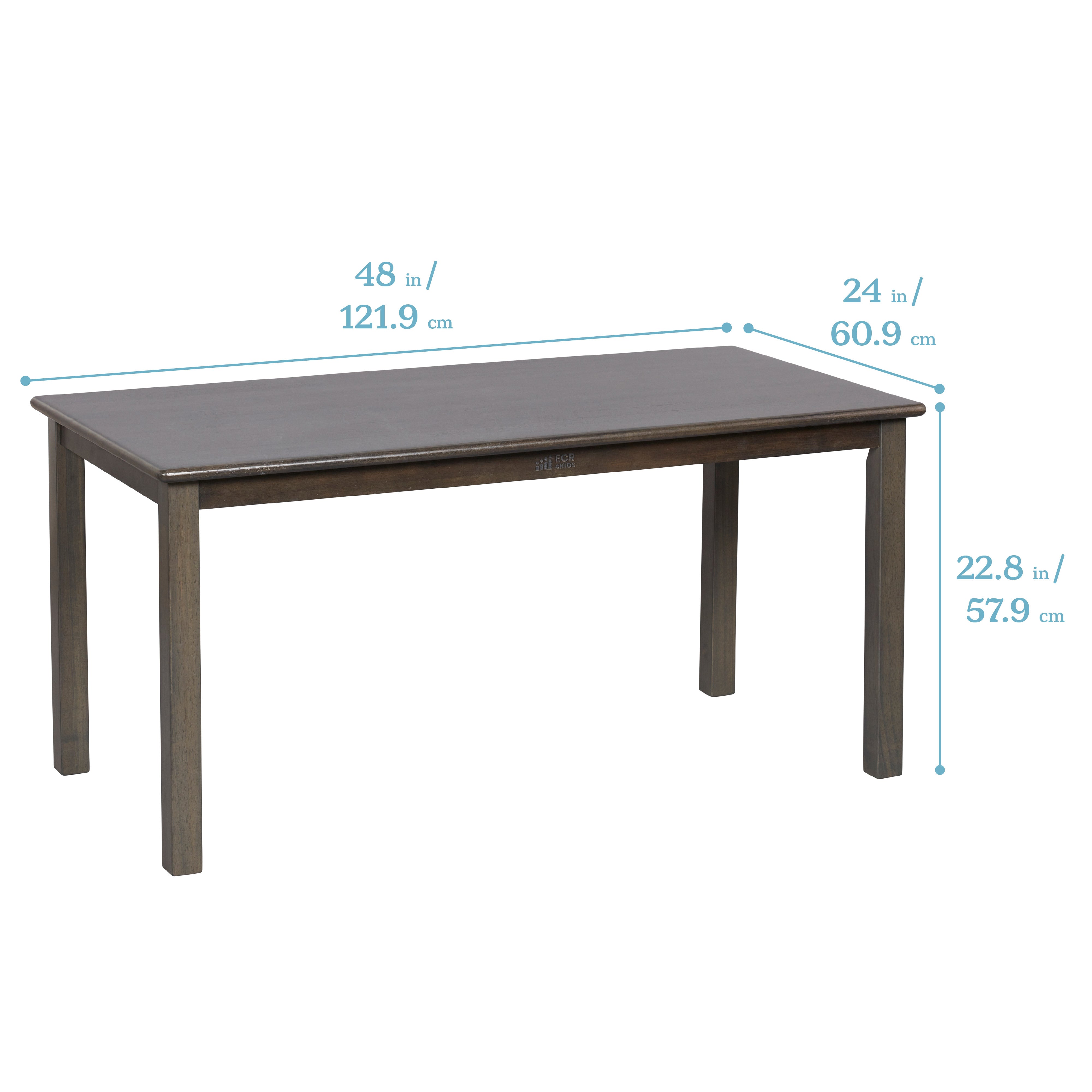 24in x 48in Rectangular Hardwood Table and Chair Set, 12in Seat Height, 5-Piece