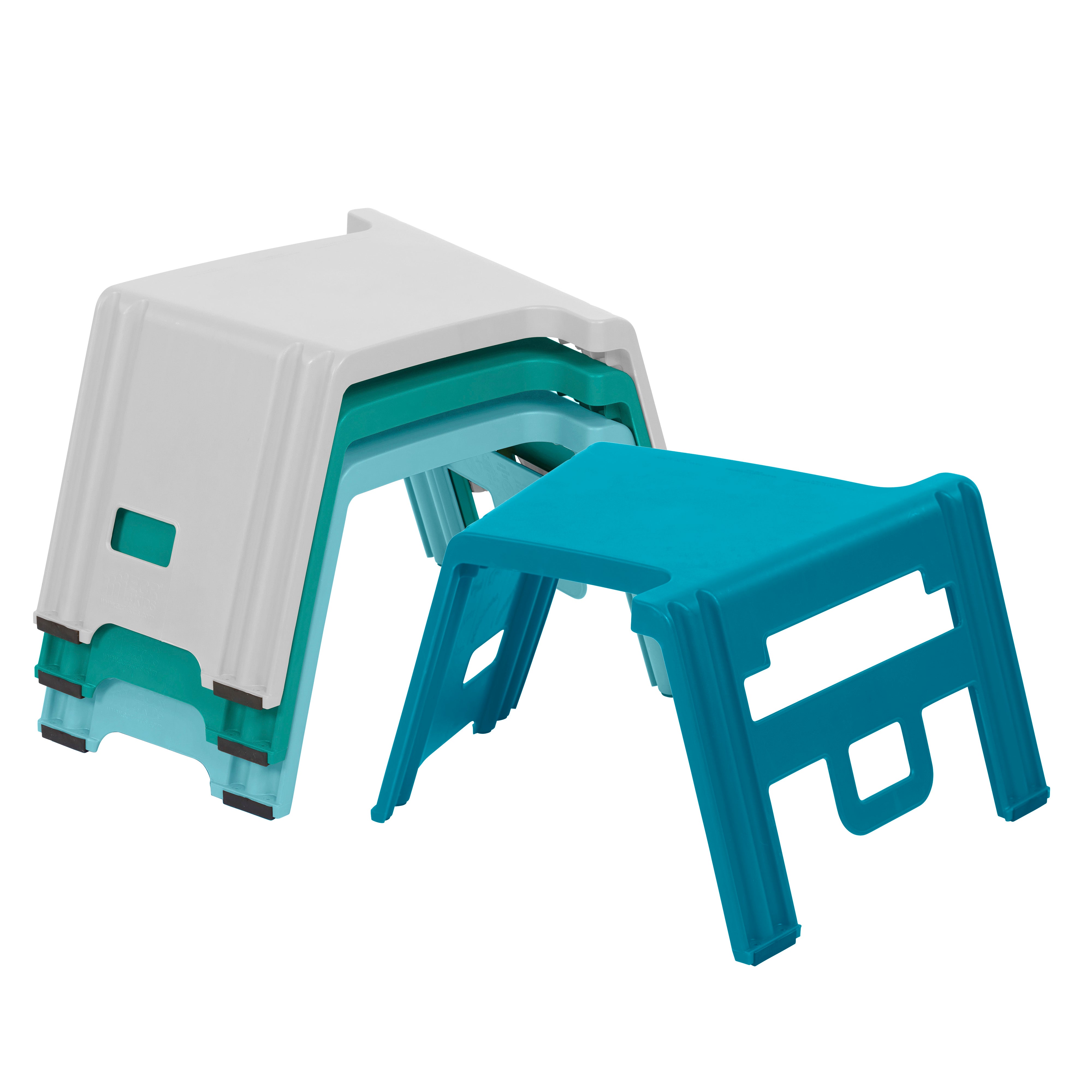 Linking Stackable Classroom Stools, Portable Table, 4-Piece