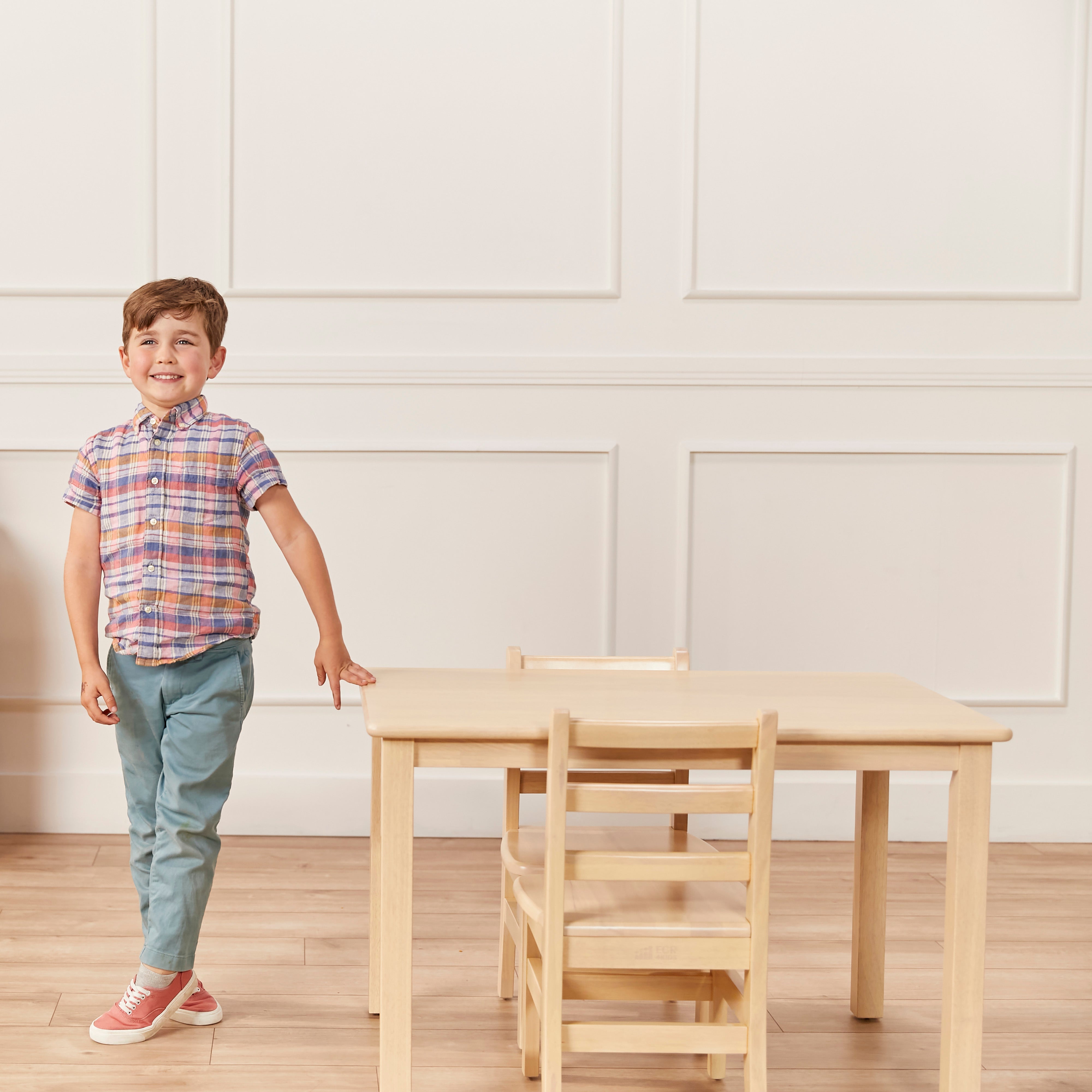 24in x 36in Rectangular Hardwood Table and Chair Set, 12in Seat Height, 3-Piece