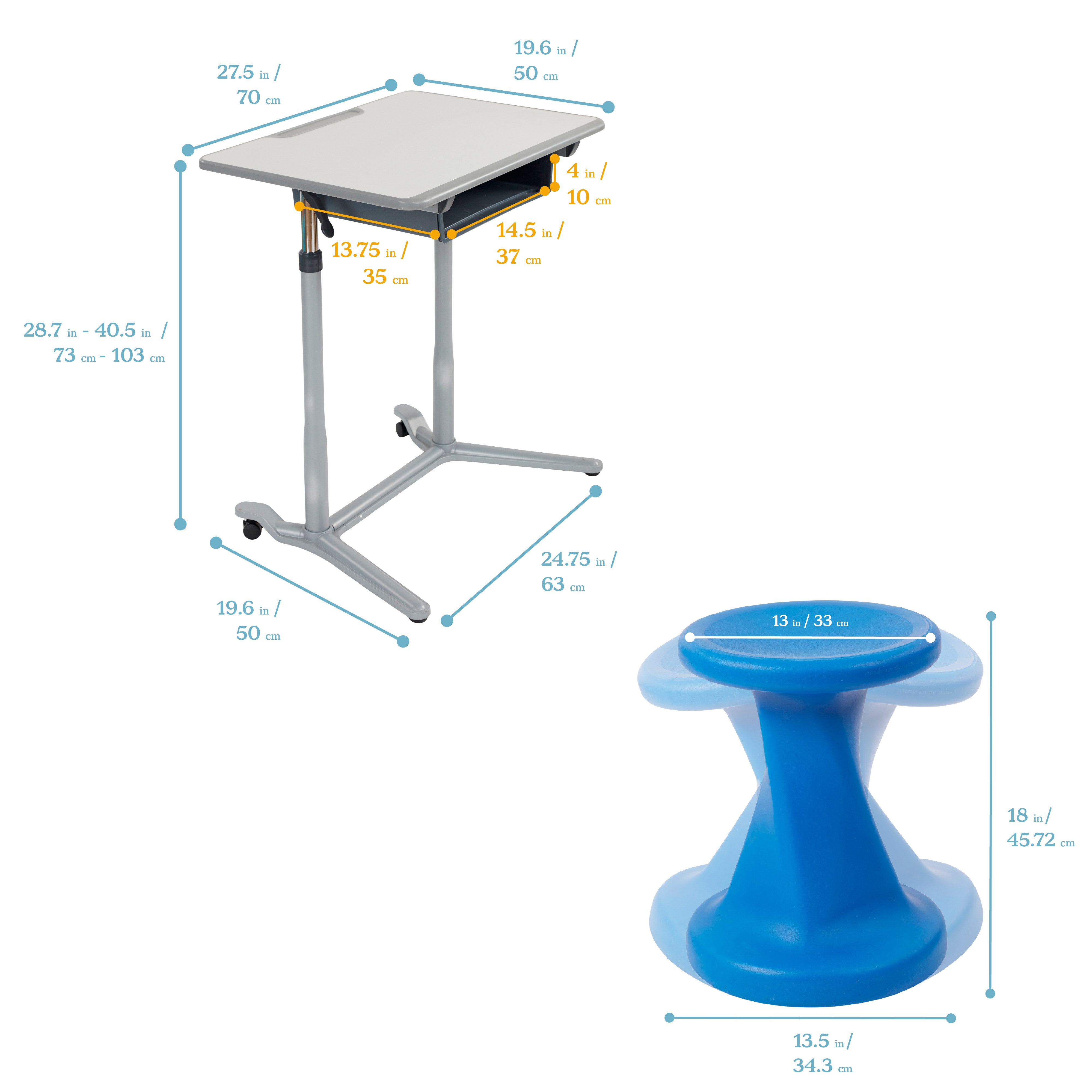 Flexible Classroom Package with 3S Mobile Desks and Twist Stools