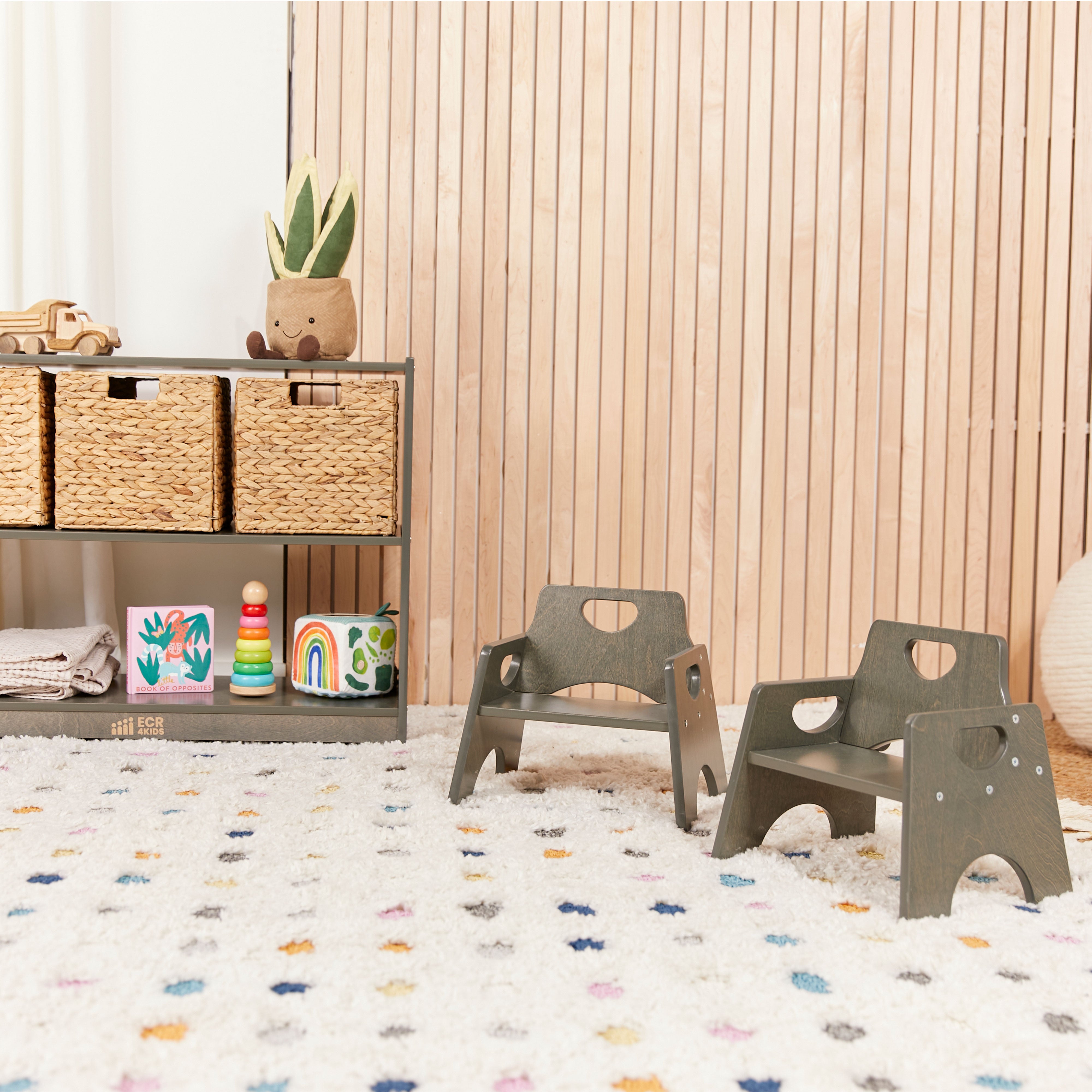 Stackable Wooden Toddler Chair, 6in, 2-Pack