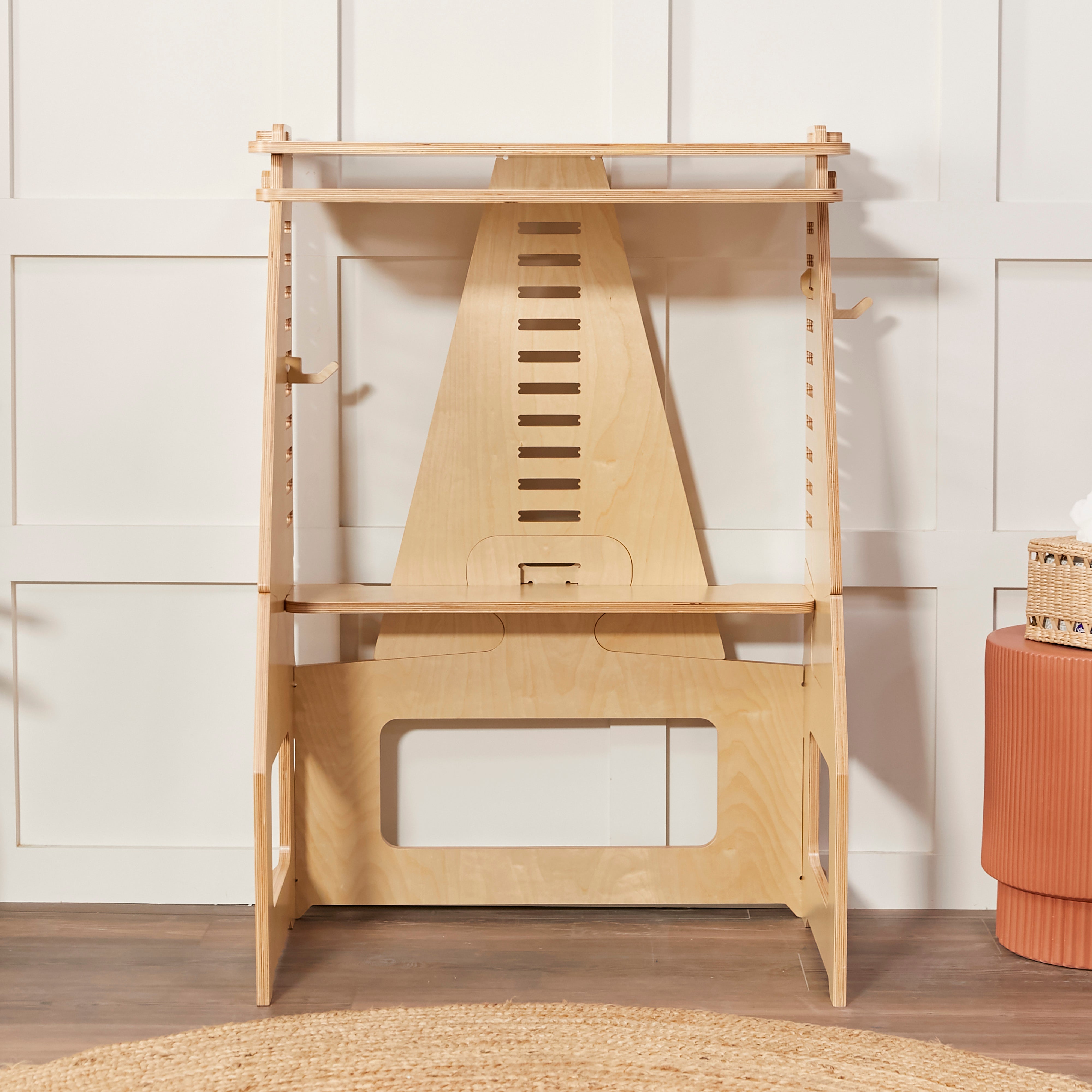 Home Learning Package with Adjustable Desk, Bookcase, Storage Cabinet with Bins and Floor Cushions