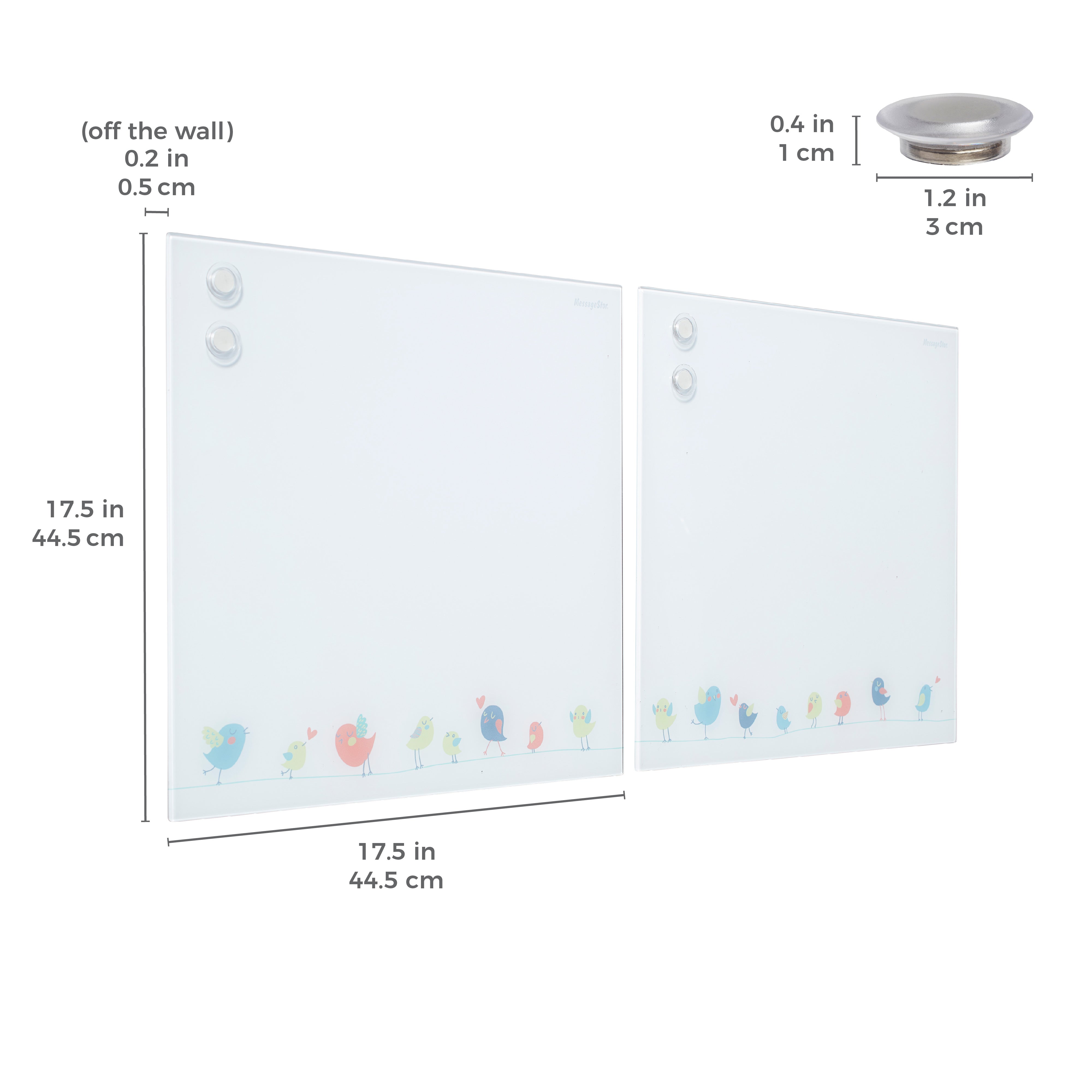 MessageStor Magnetic Dry-Erase Glass Board with Magnets, 17.5in x 17.5in, 2-Pack