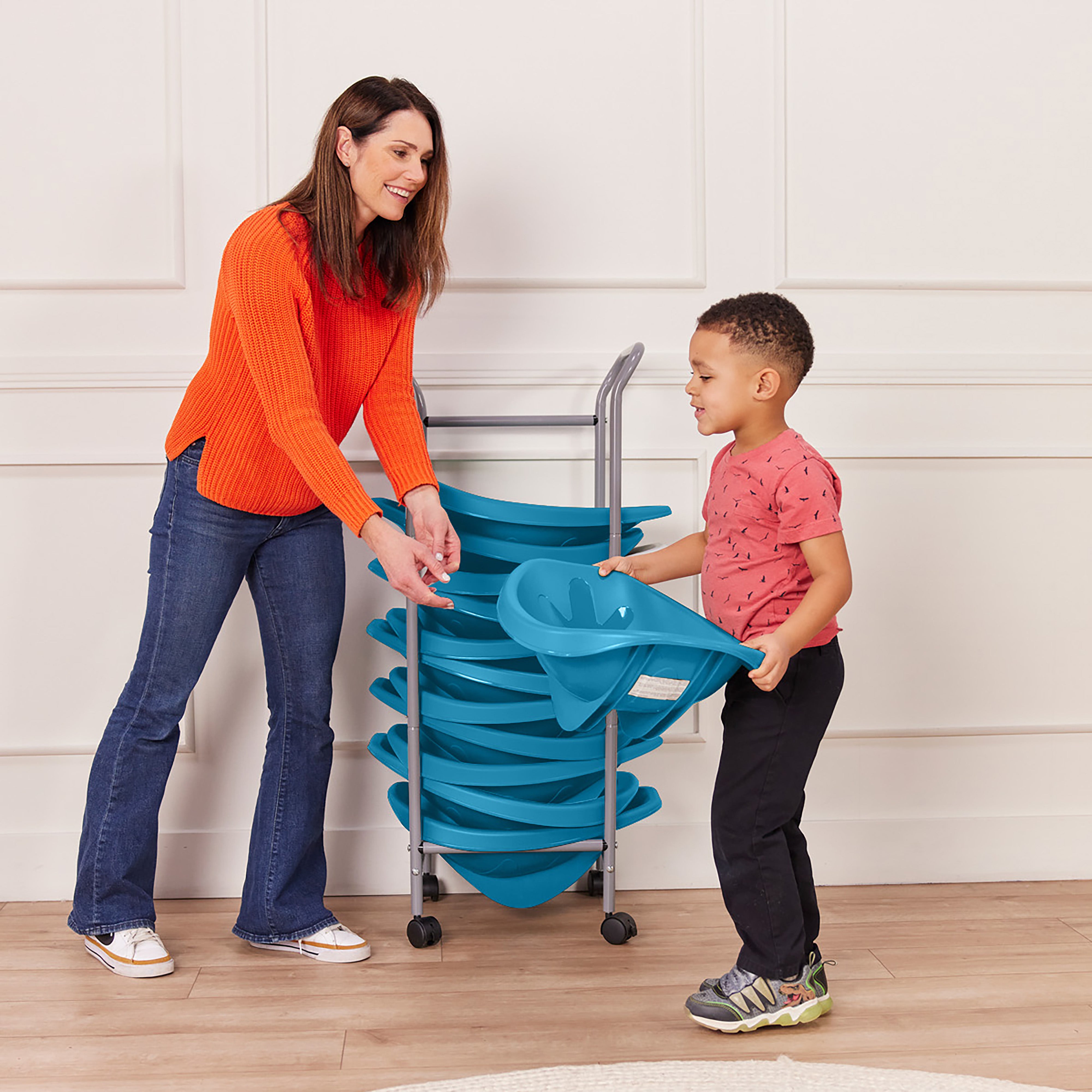 Mobile Leaf Seat Cart with 12 Leaf Floor Seats, Flexible Seating