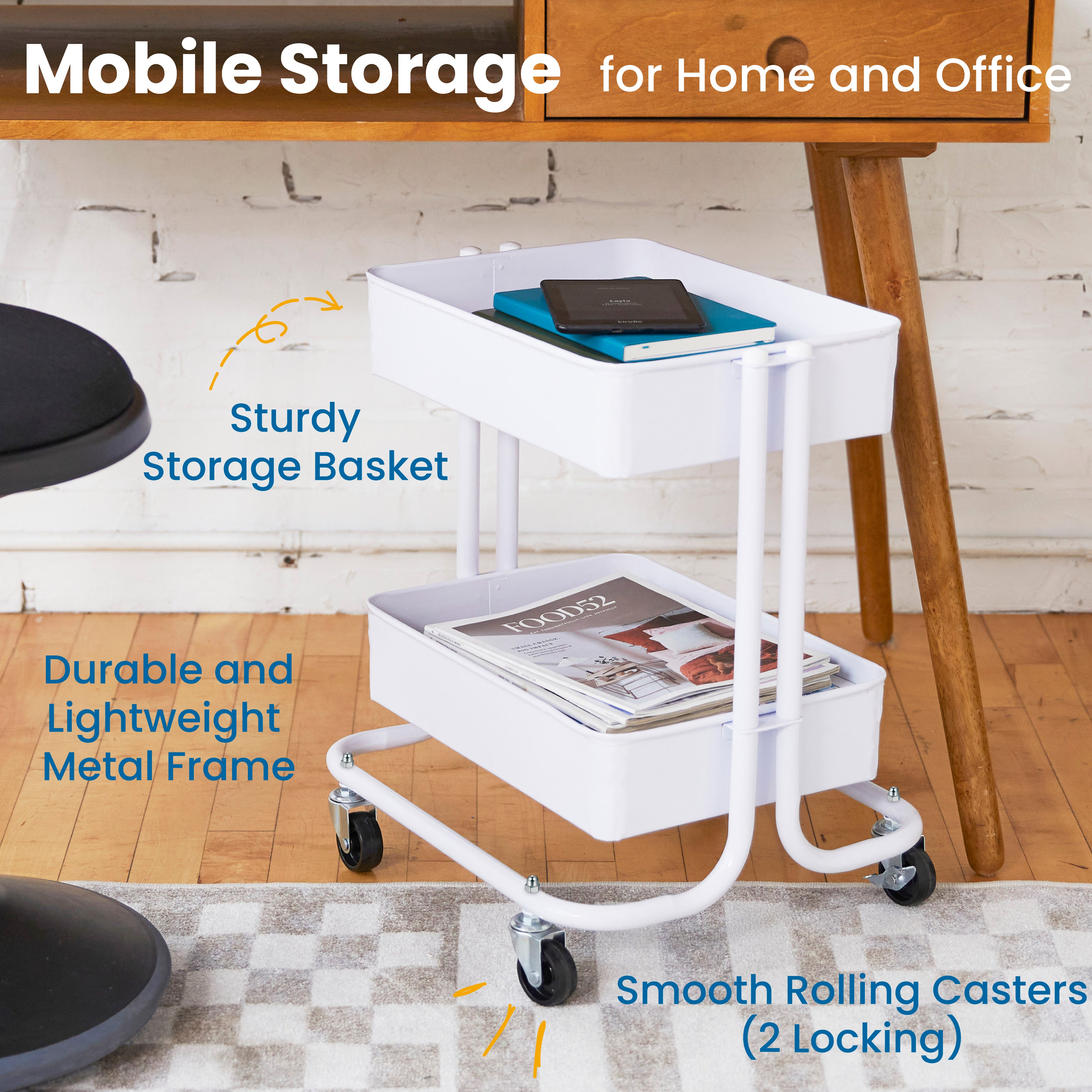 2-Tier Rolling Utility Cart