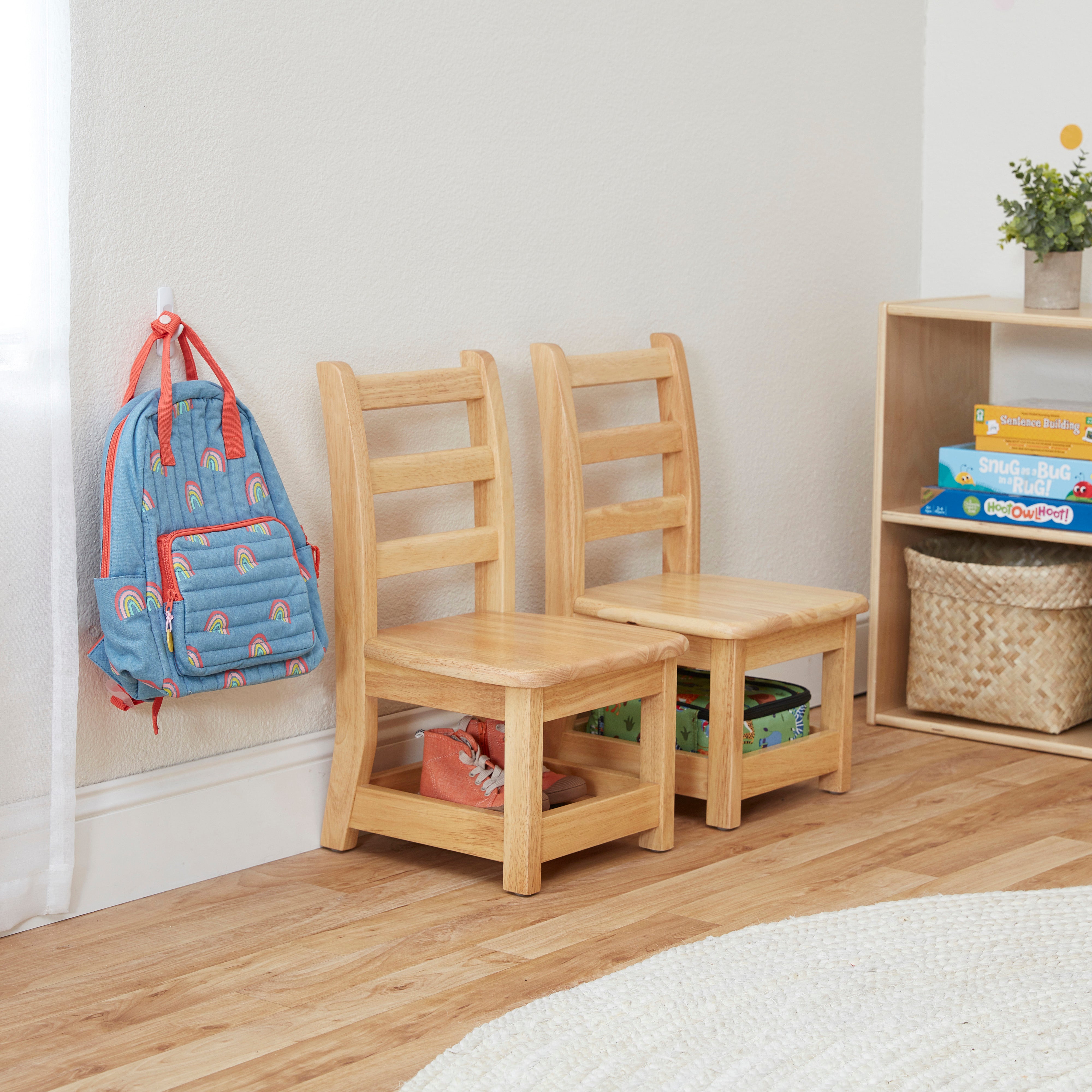 Three-Rung Ladderback Chair with Storage, 2-Pack