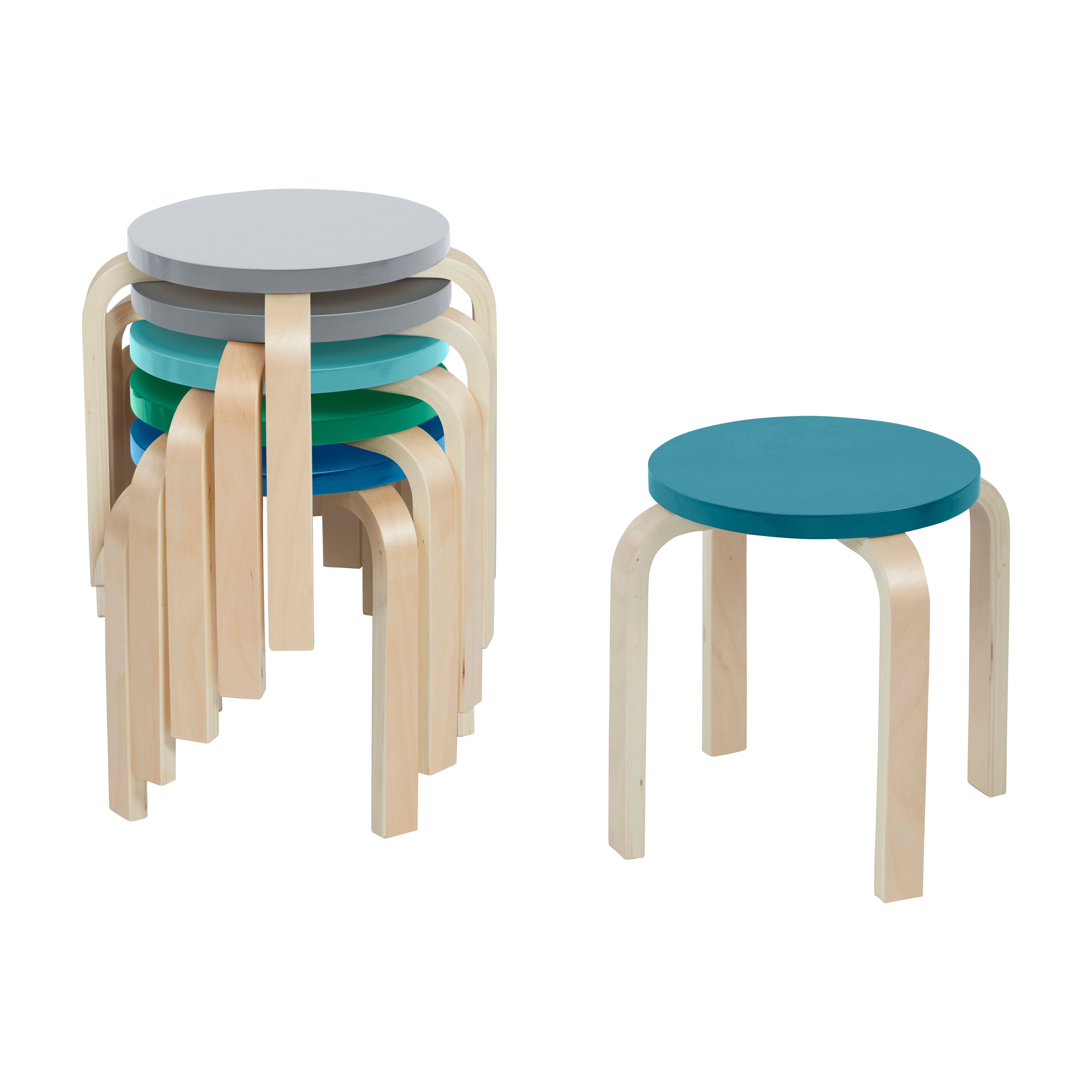 Bentwood Stackable Stools, 6-Piece