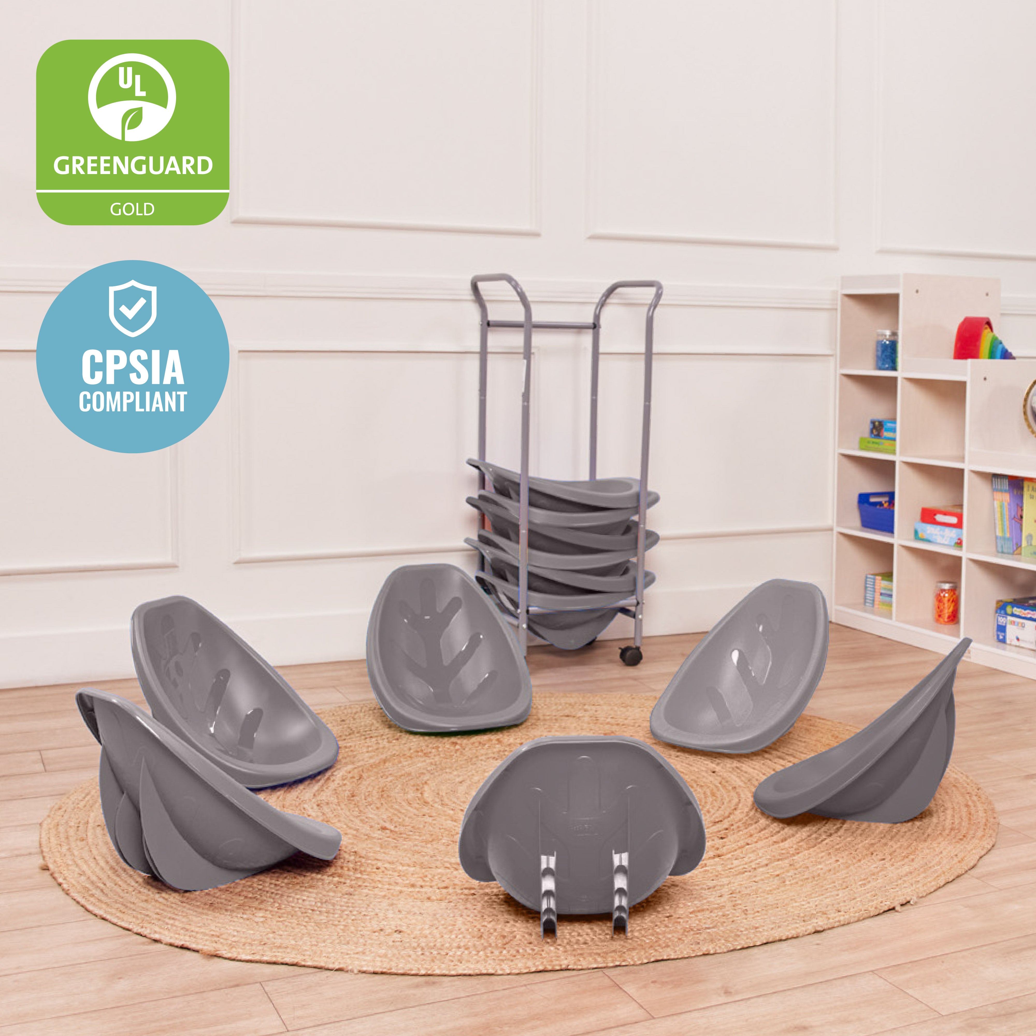 Mobile Leaf Seat Cart with 12 Leaf Floor Seats, Flexible Seating