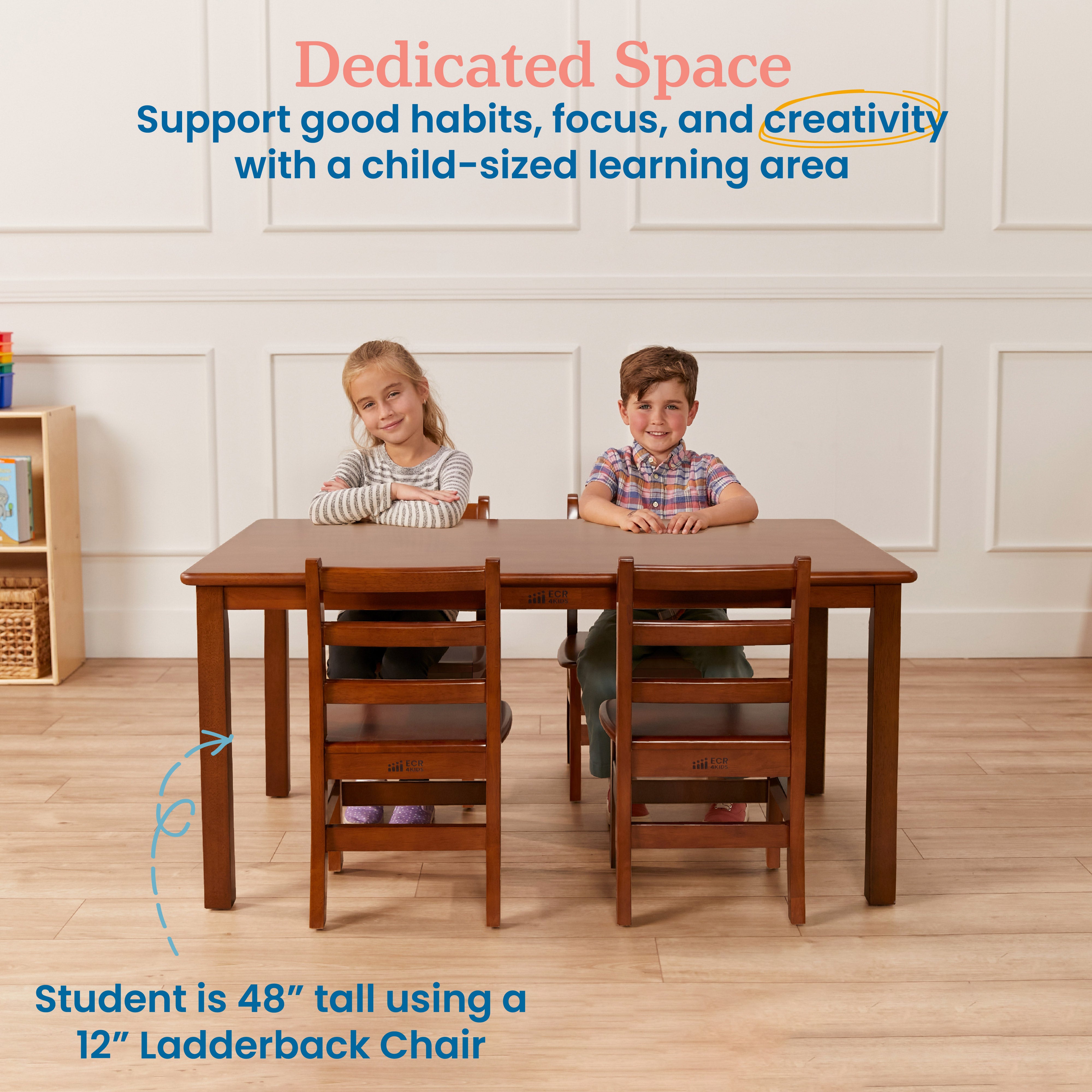 30in x 48in Rectangular Hardwood Table with 22in Legs