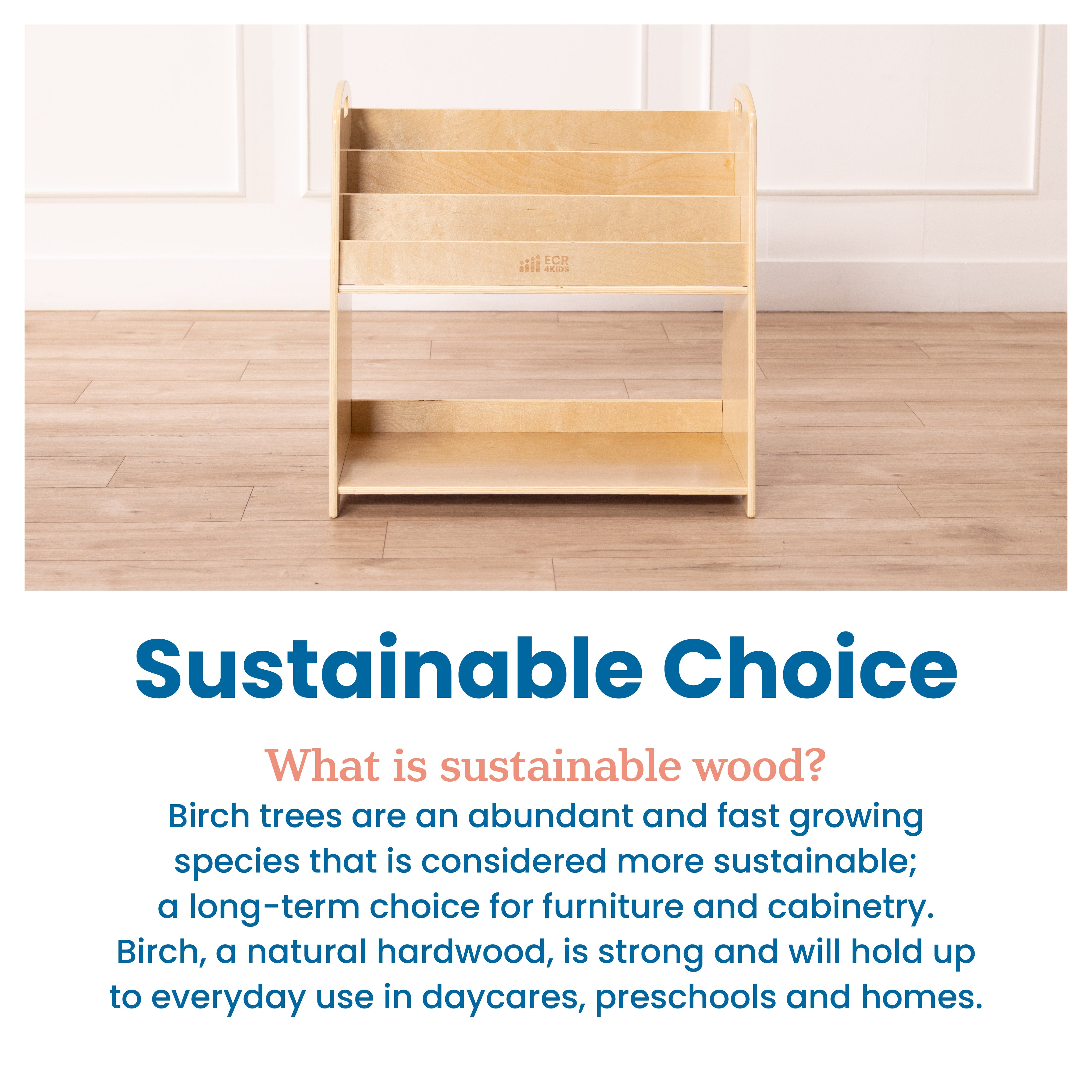 3-Shelf Floor Book Display with Handles and Storage, 30in