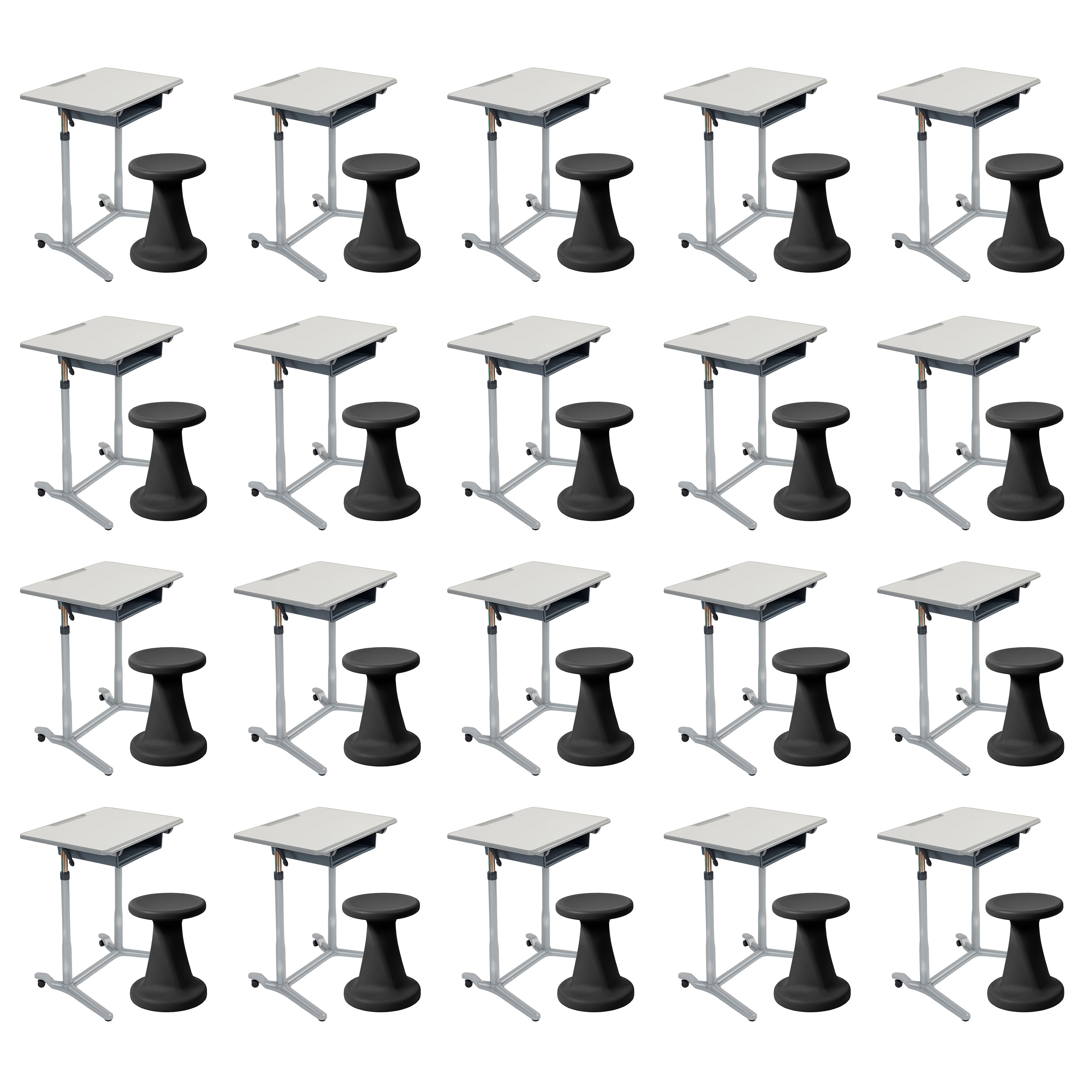 Flexible Classroom Package with 3S Mobile Desks and Twist Stools