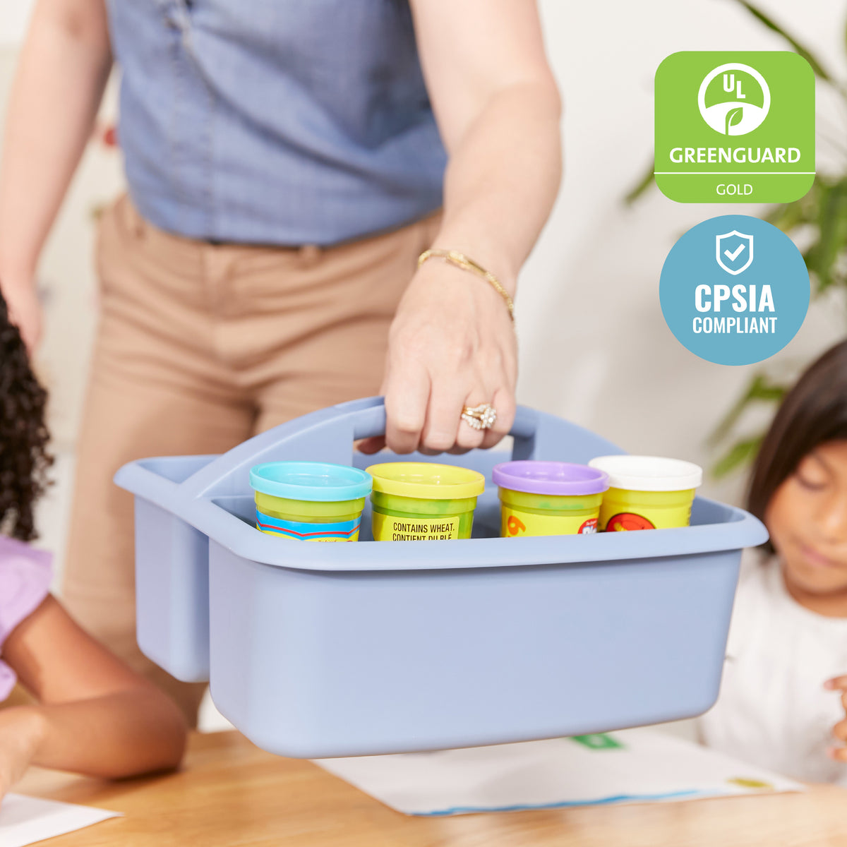 2-Compartment Large Plastic Caddy, 6-Pack