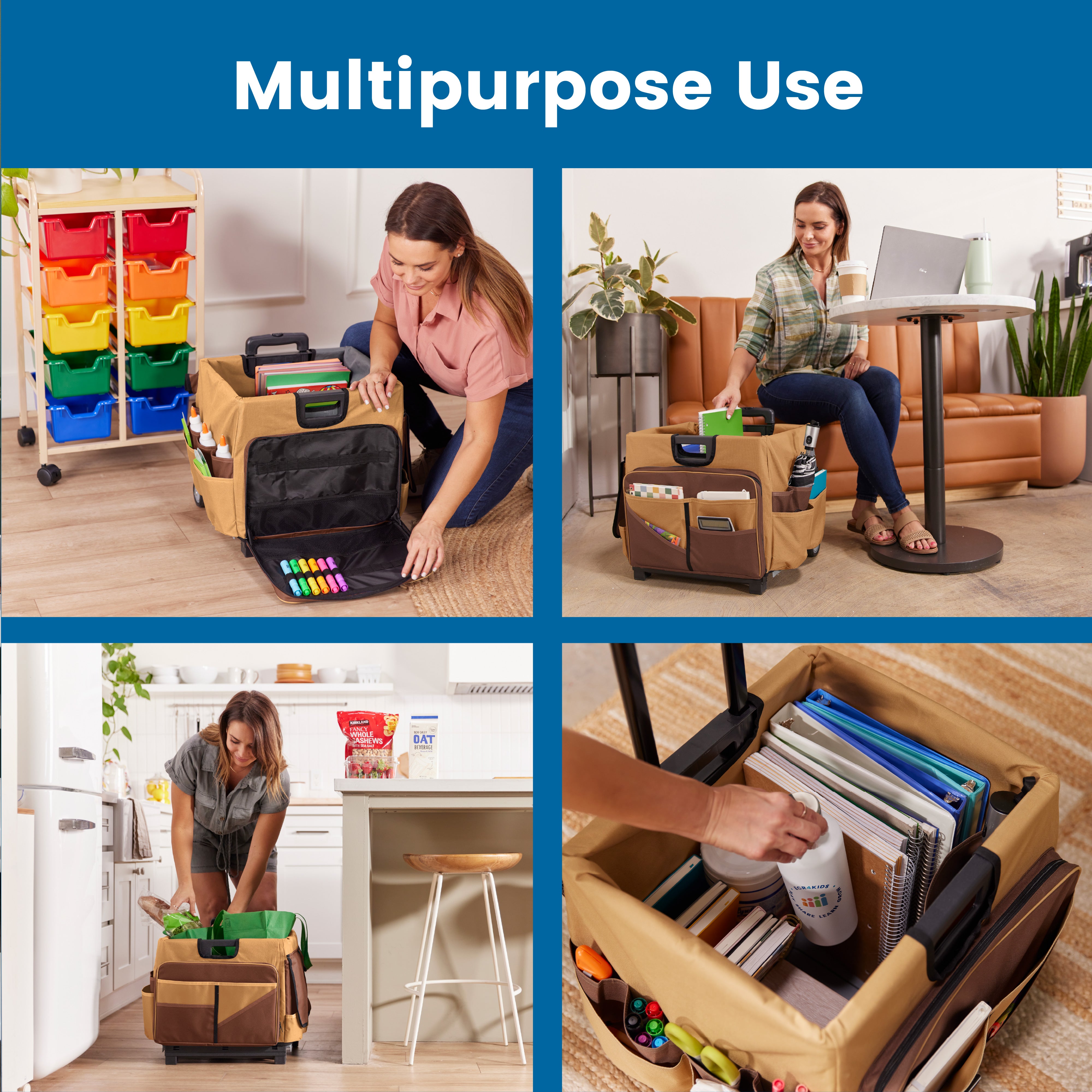 Universal Rolling Cart with Canvas Organizer Bag, Mobile Storage
