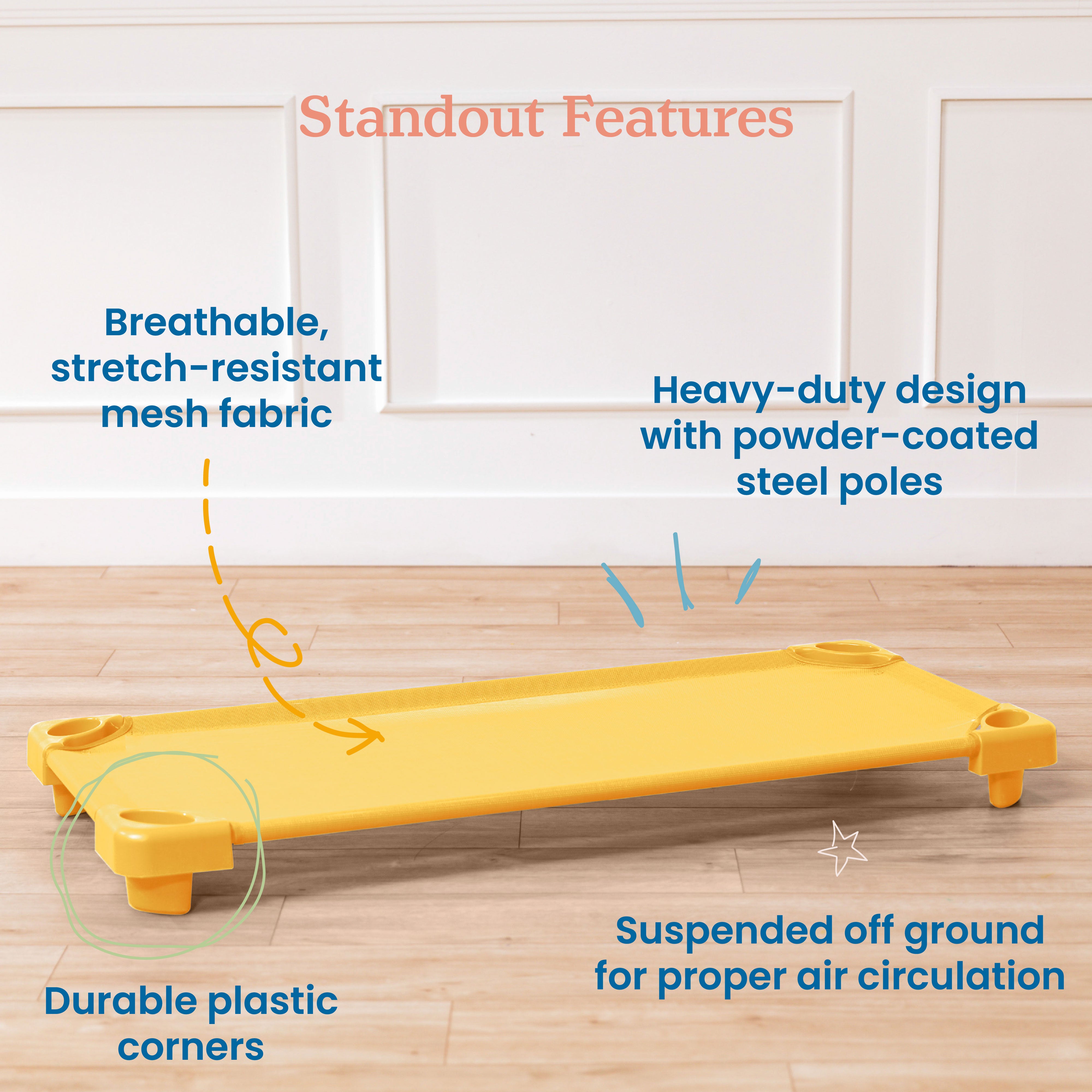 Stackable Kiddie Cot, Ready-to-Assemble, Standard Size, 6-Pack