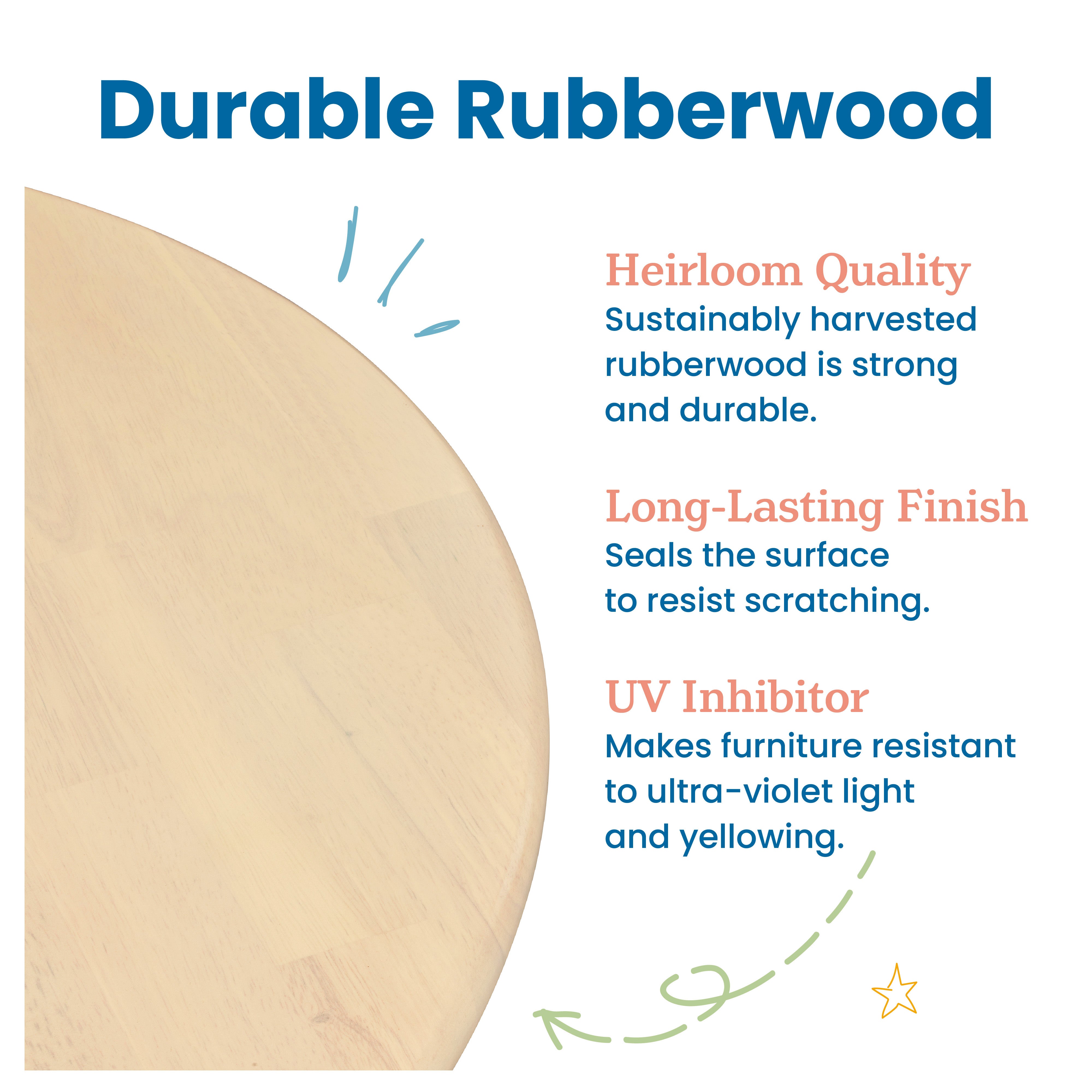 30in D Round Hardwood Table with 22in Legs, Kids Furniture