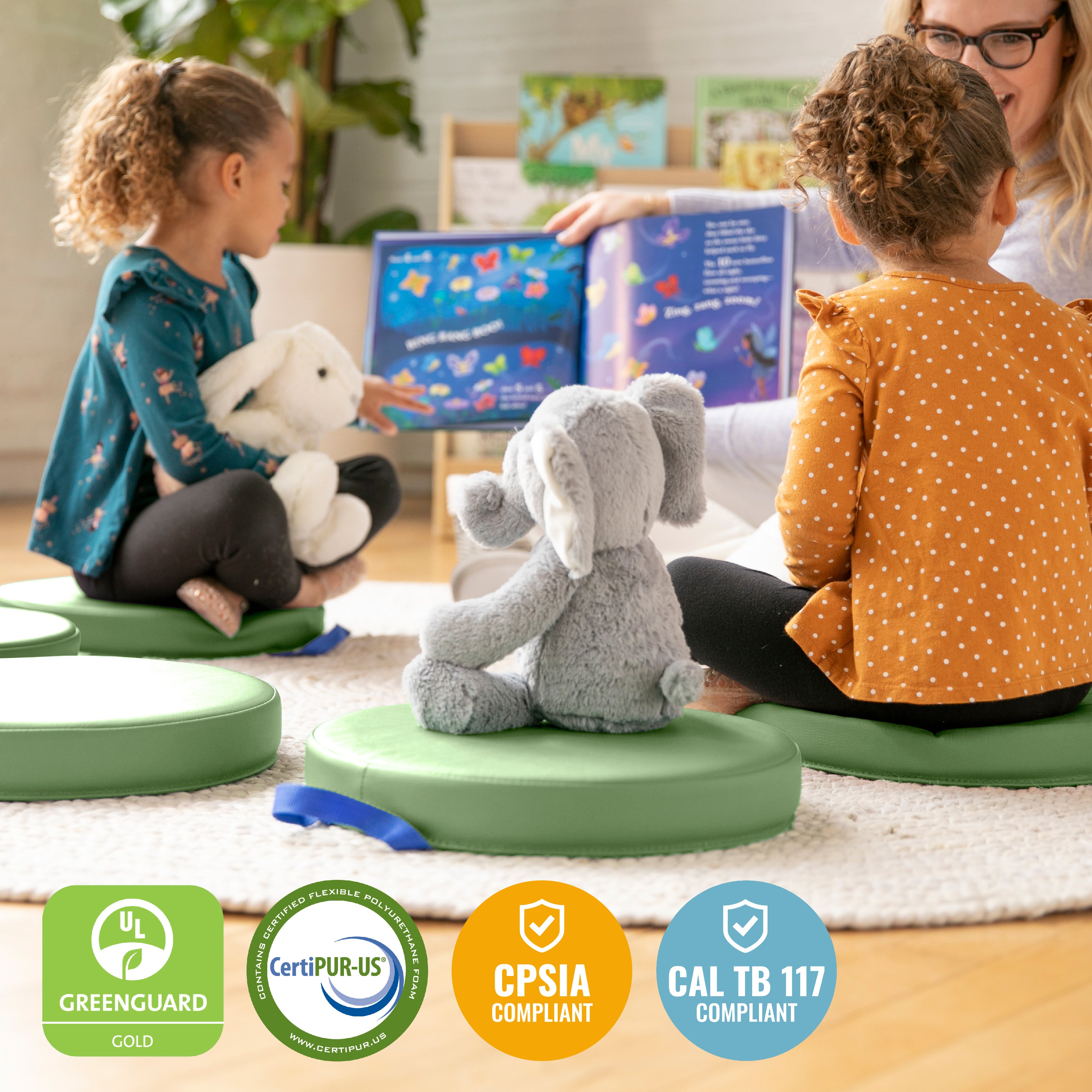 Floor Cushions, Round, Flexible Seating, 6-Piece