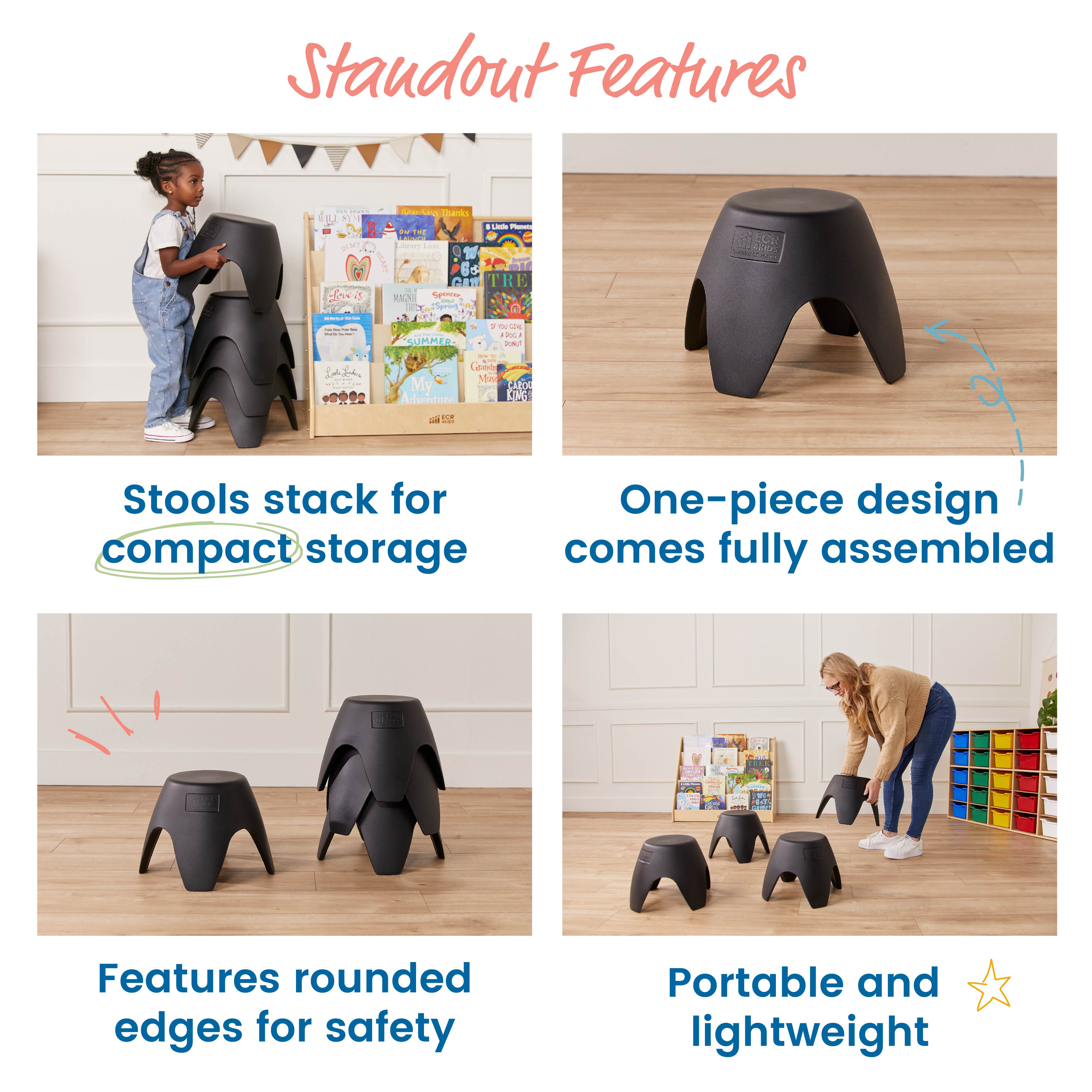 Ayana Stool Set, Flexible Seating, 4-Pack