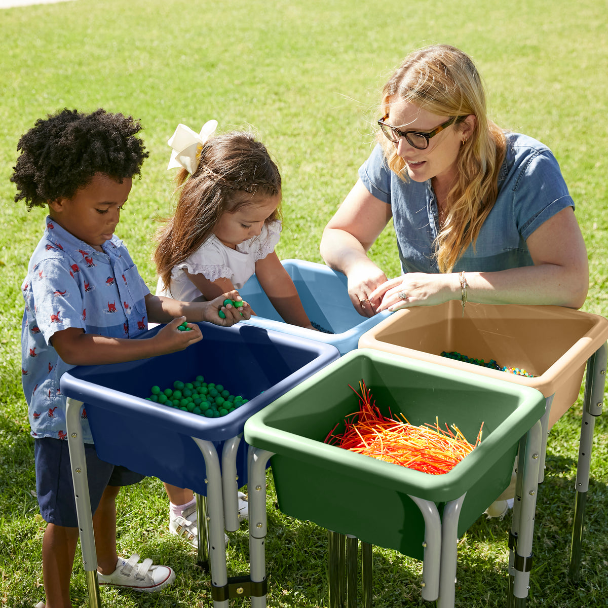 Stackable Square Bins with Non-Snap Lids, 2-Pack