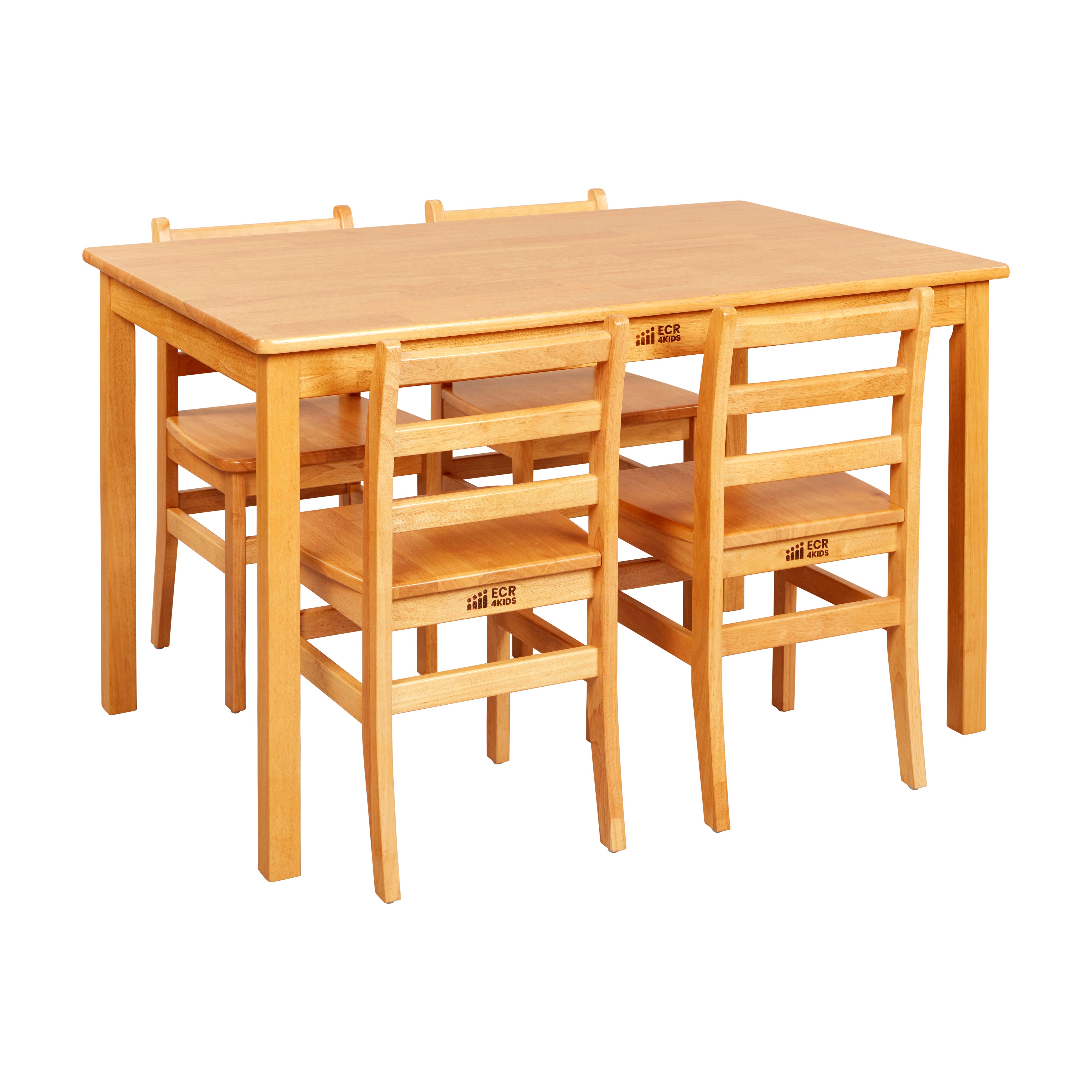 30in x 48in Rectangular Hardwood Table with 28in Legs and Four 16in Chairs, 5-Piece
