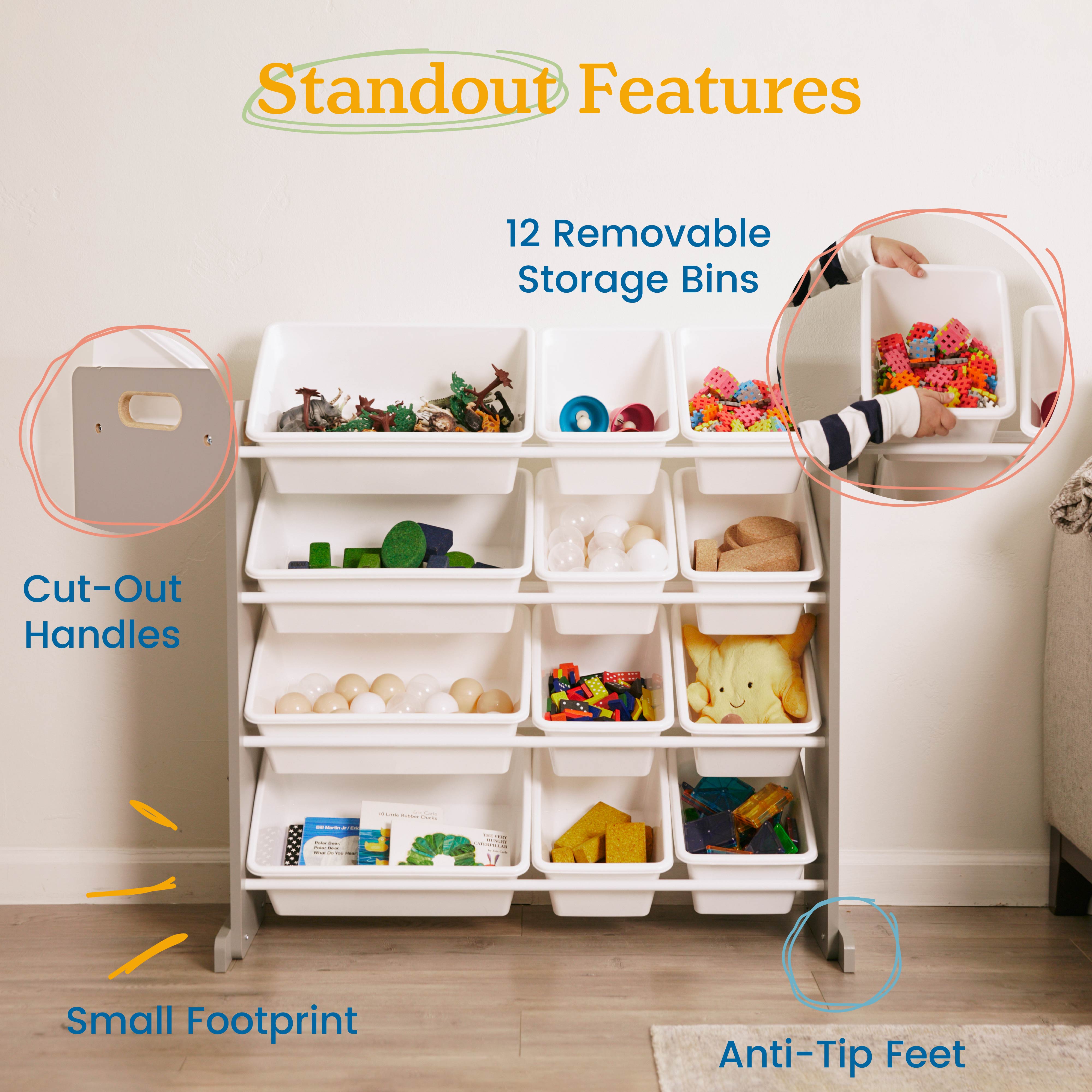 4-Tier Organizer with 12 Bins