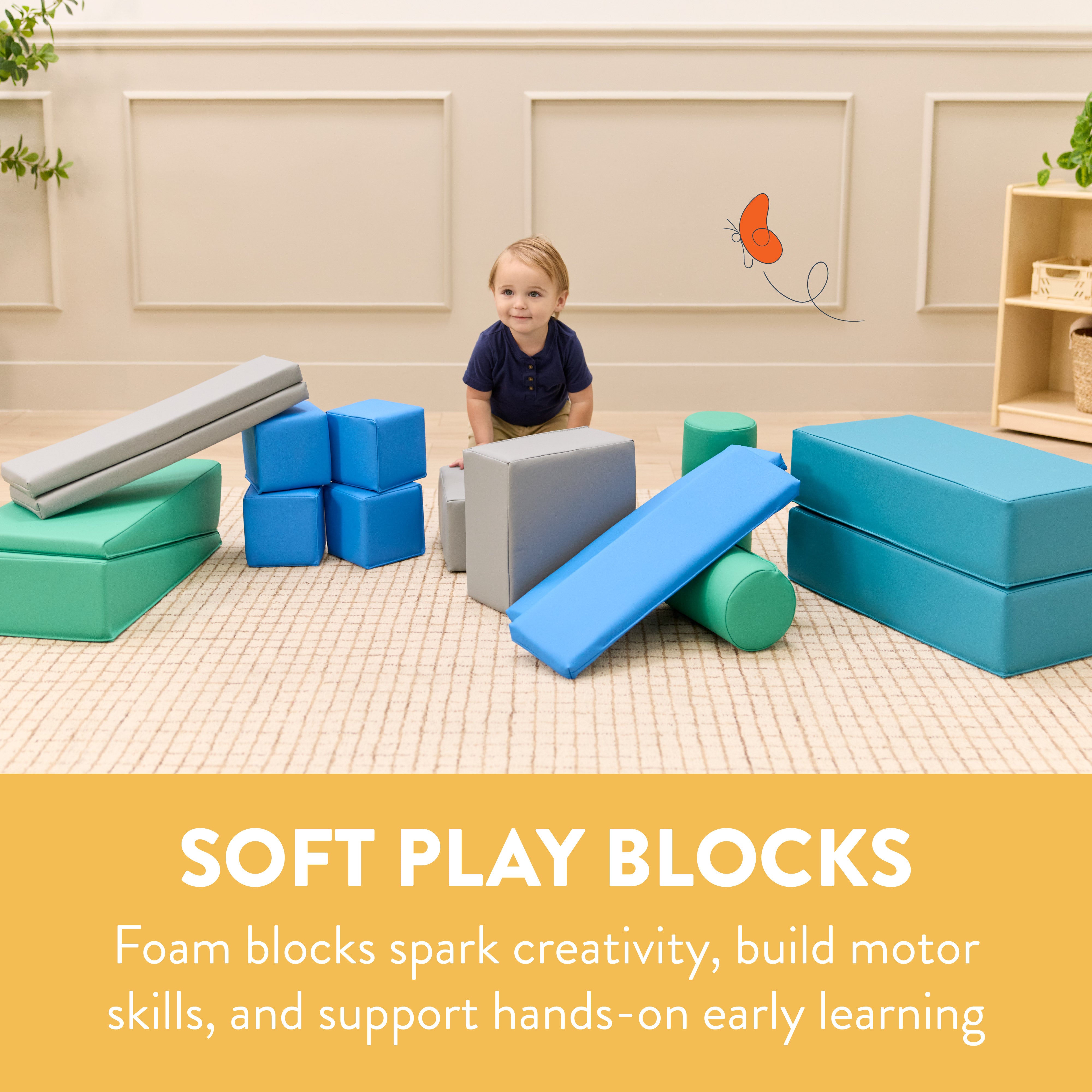 Multi-Shape Foam Building Block Set, 16-Piece