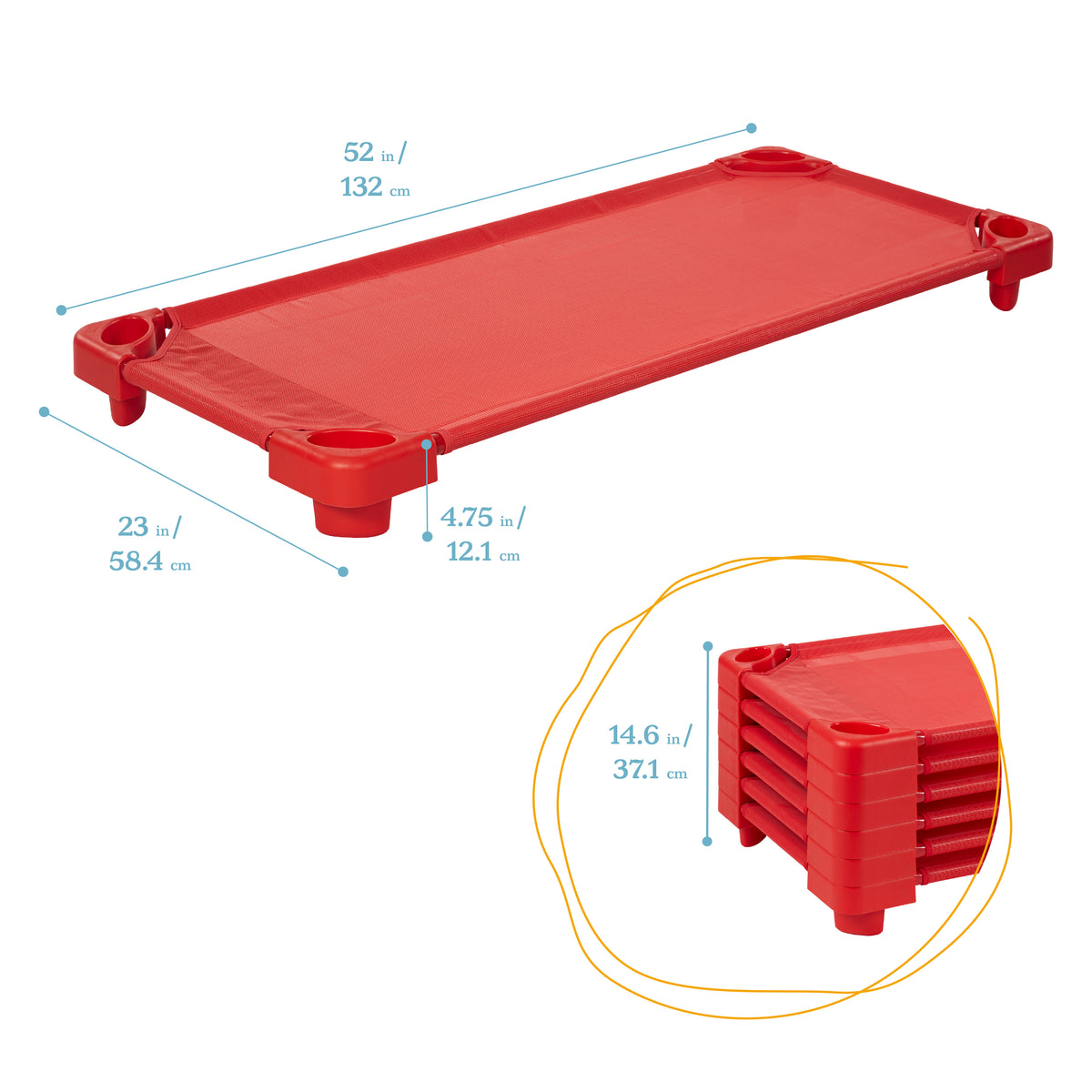 Stackable Kiddie Cot, Ready-to-Assemble, Standard Size, 6-Pack