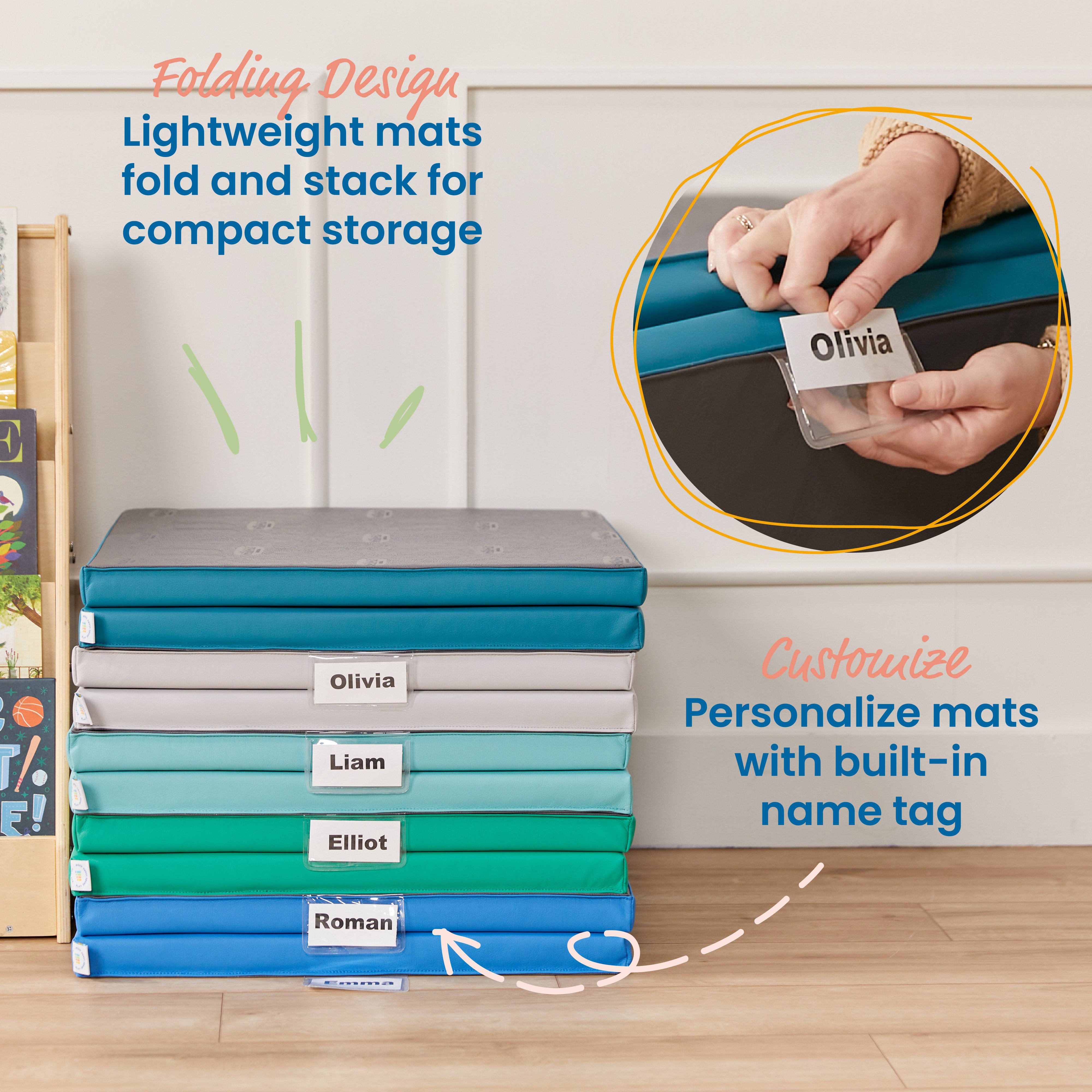 Folding Rainbow Rest Mats, 5-Piece