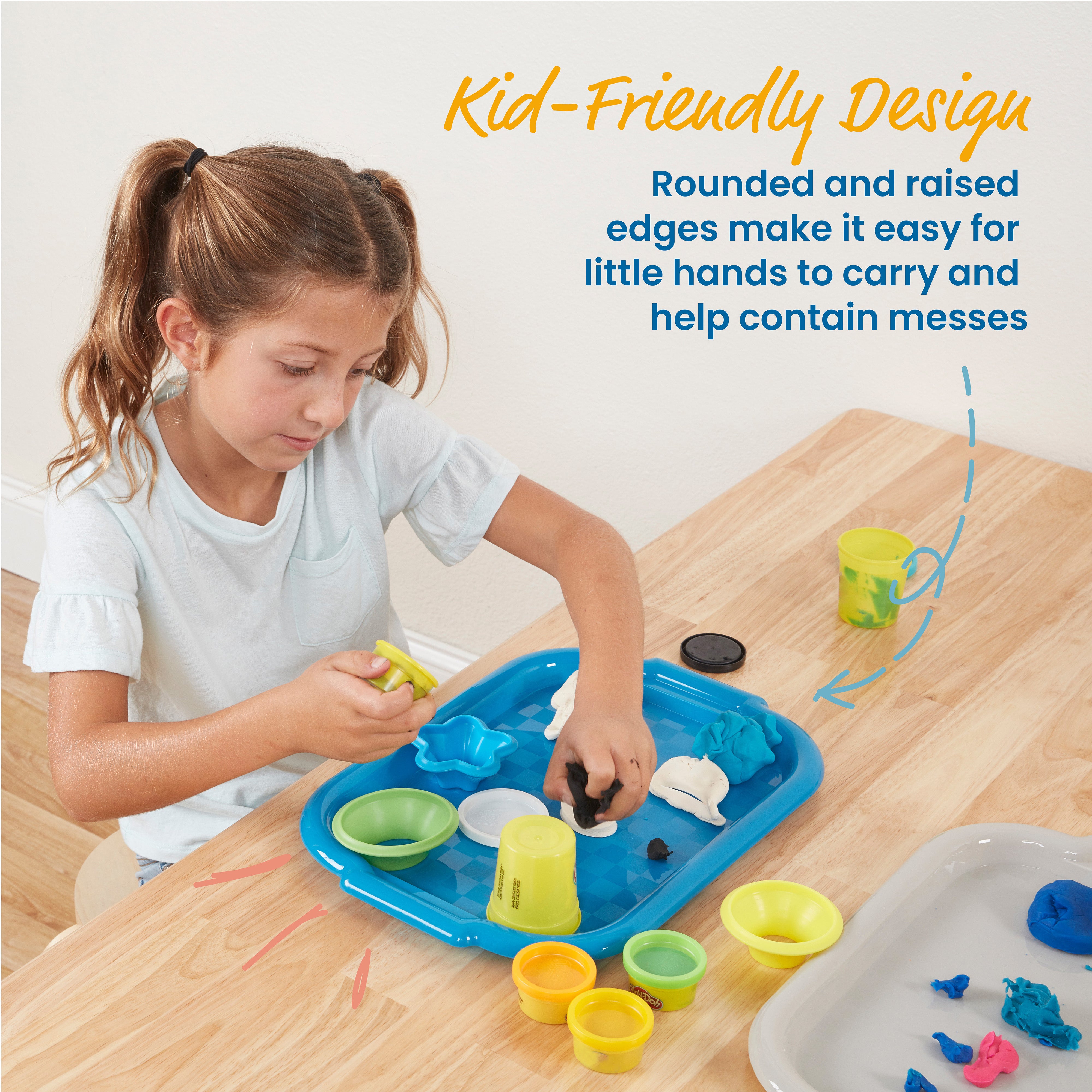 Colorful Plastic Art Trays for Kids, 6-Piece