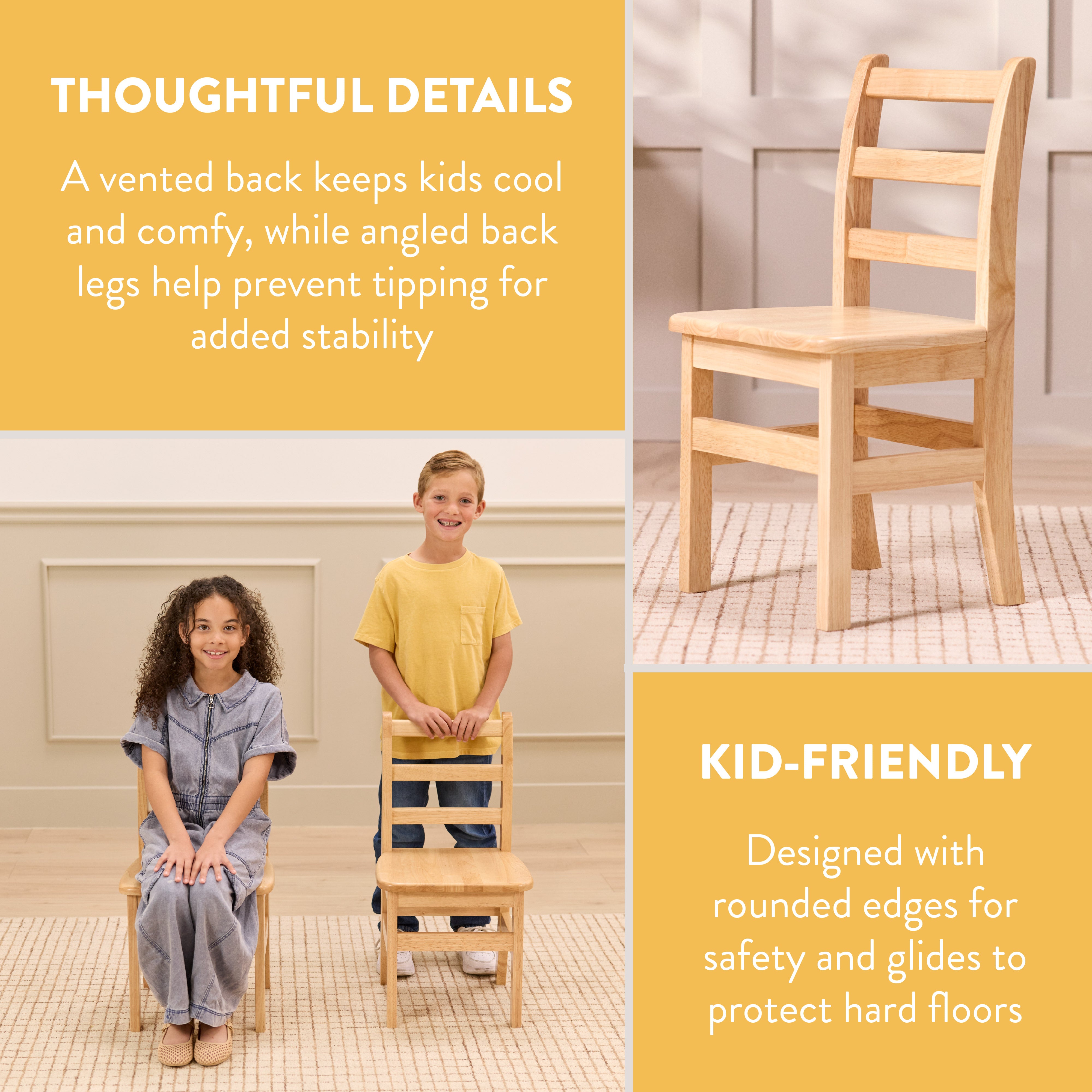 Wooden Ladderback Chairs, 2-Pack