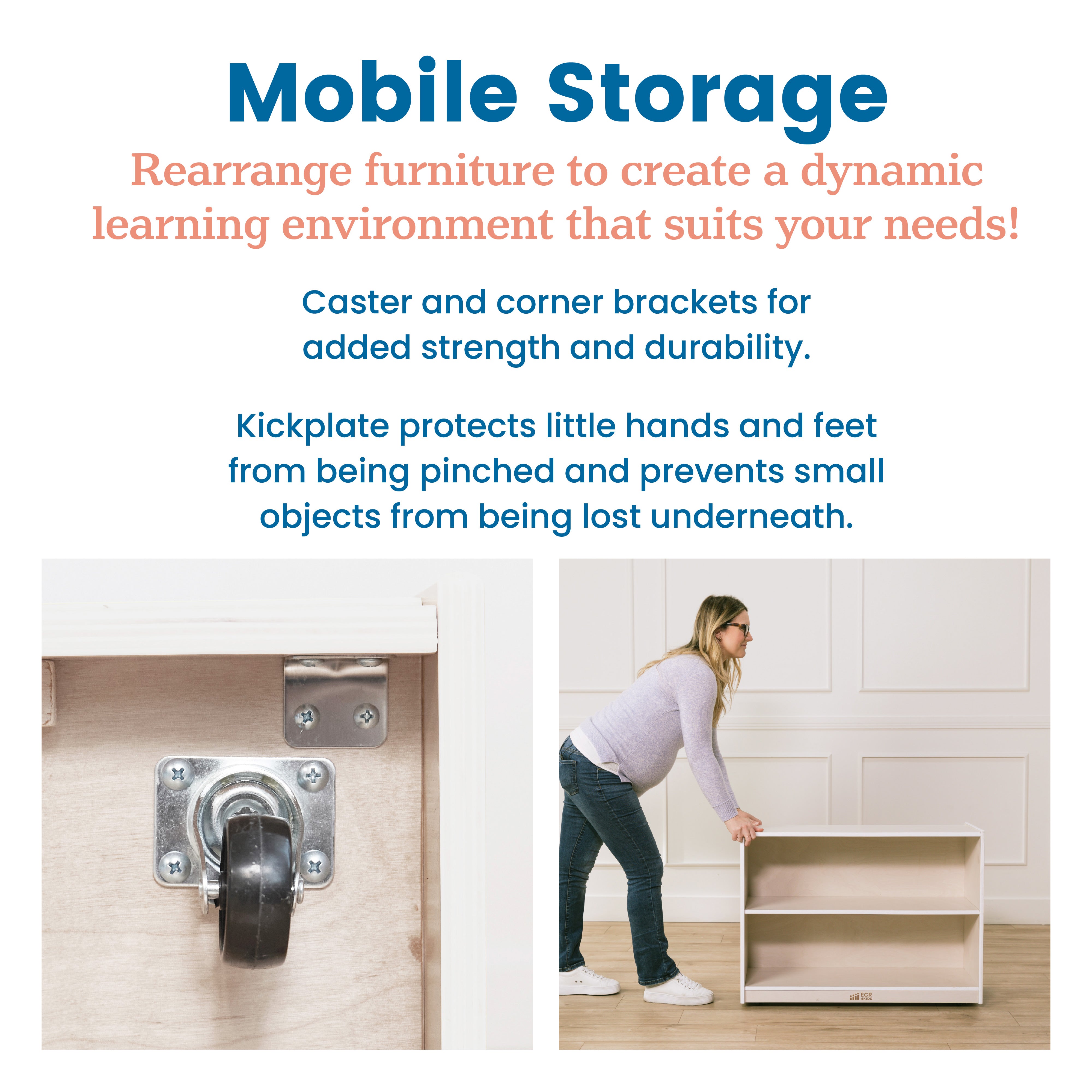 2-Shelf Mobile Storage Cabinet