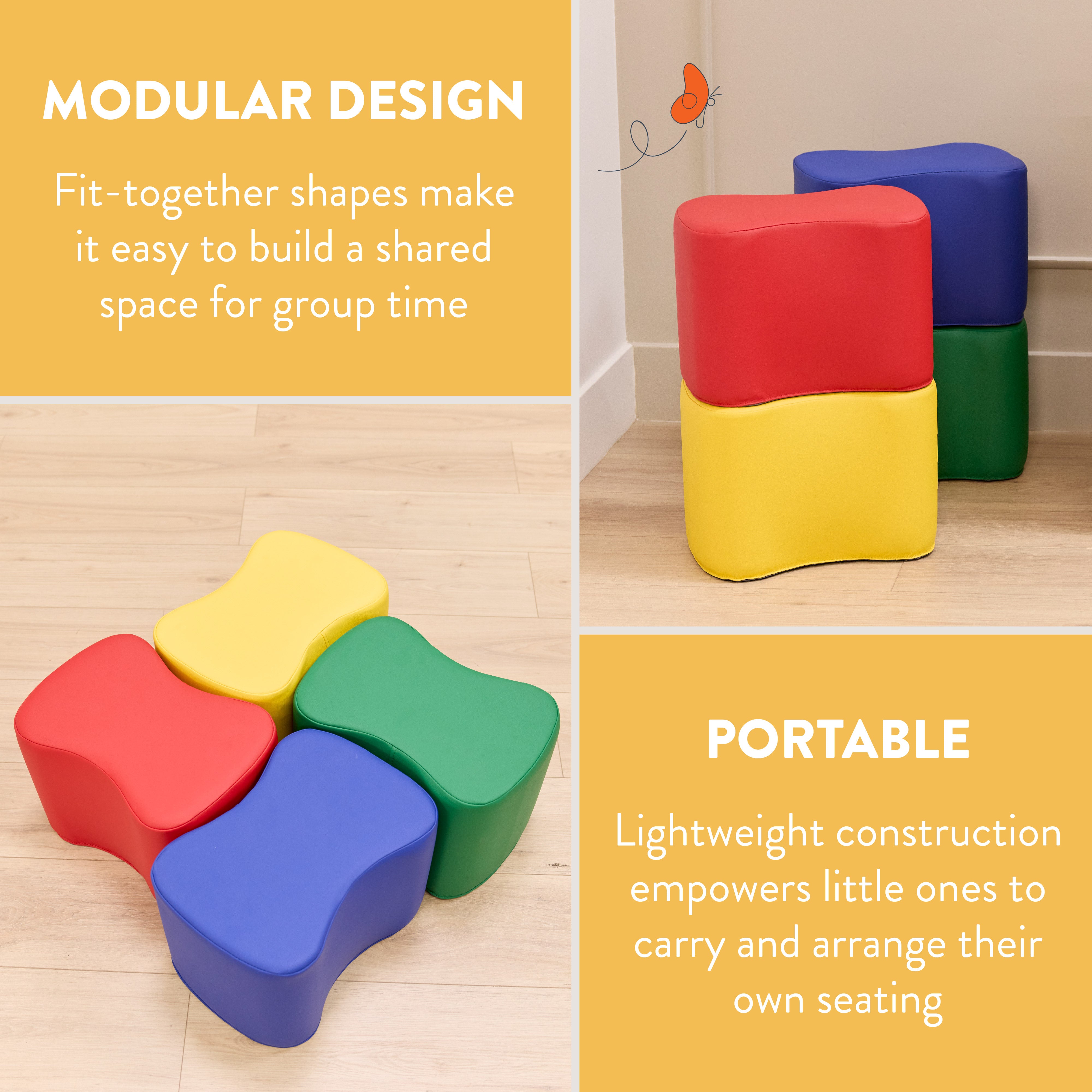 Butterfly Modular Stool Seating Set, 4-Piece