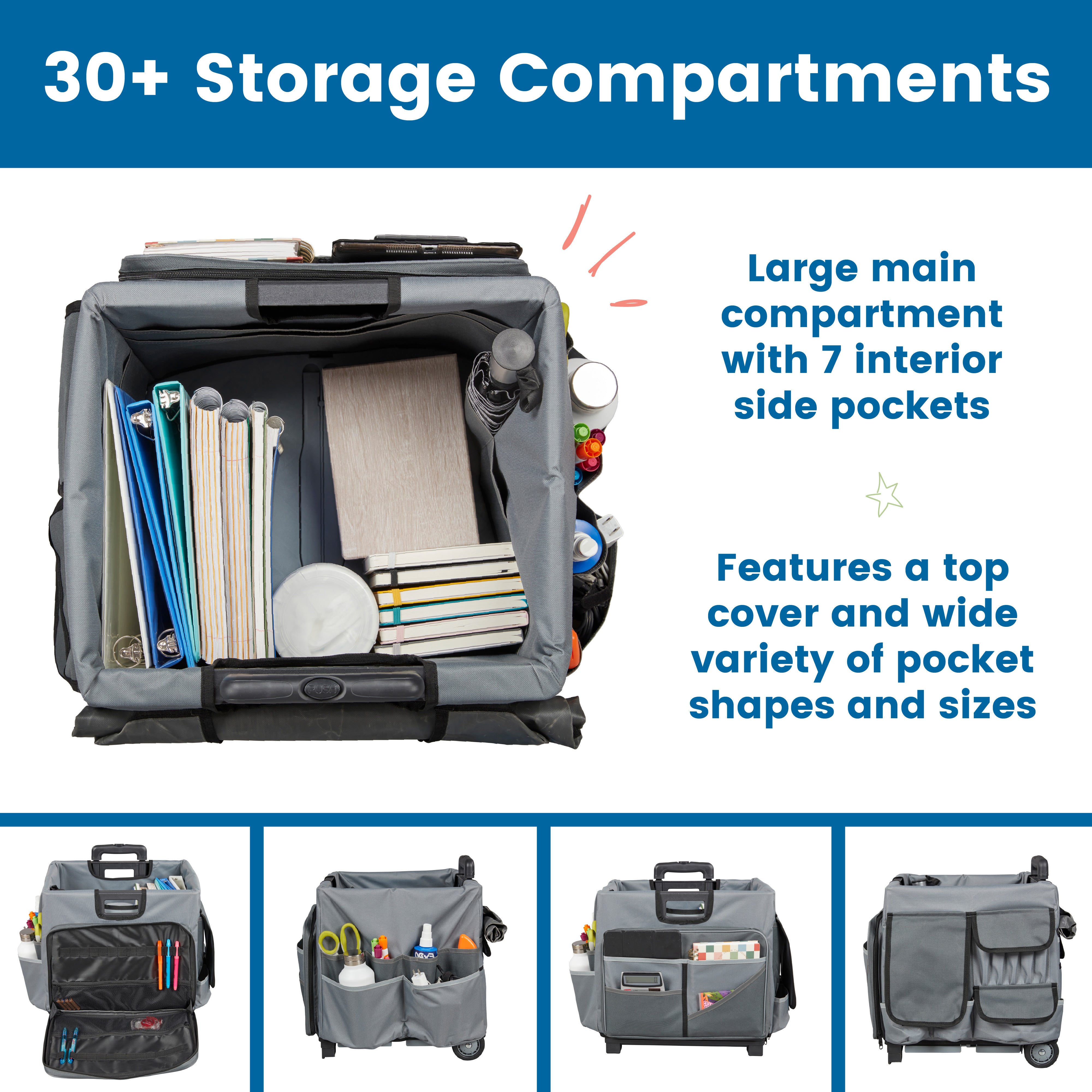 Universal Rolling Cart with Canvas Organizer Bag