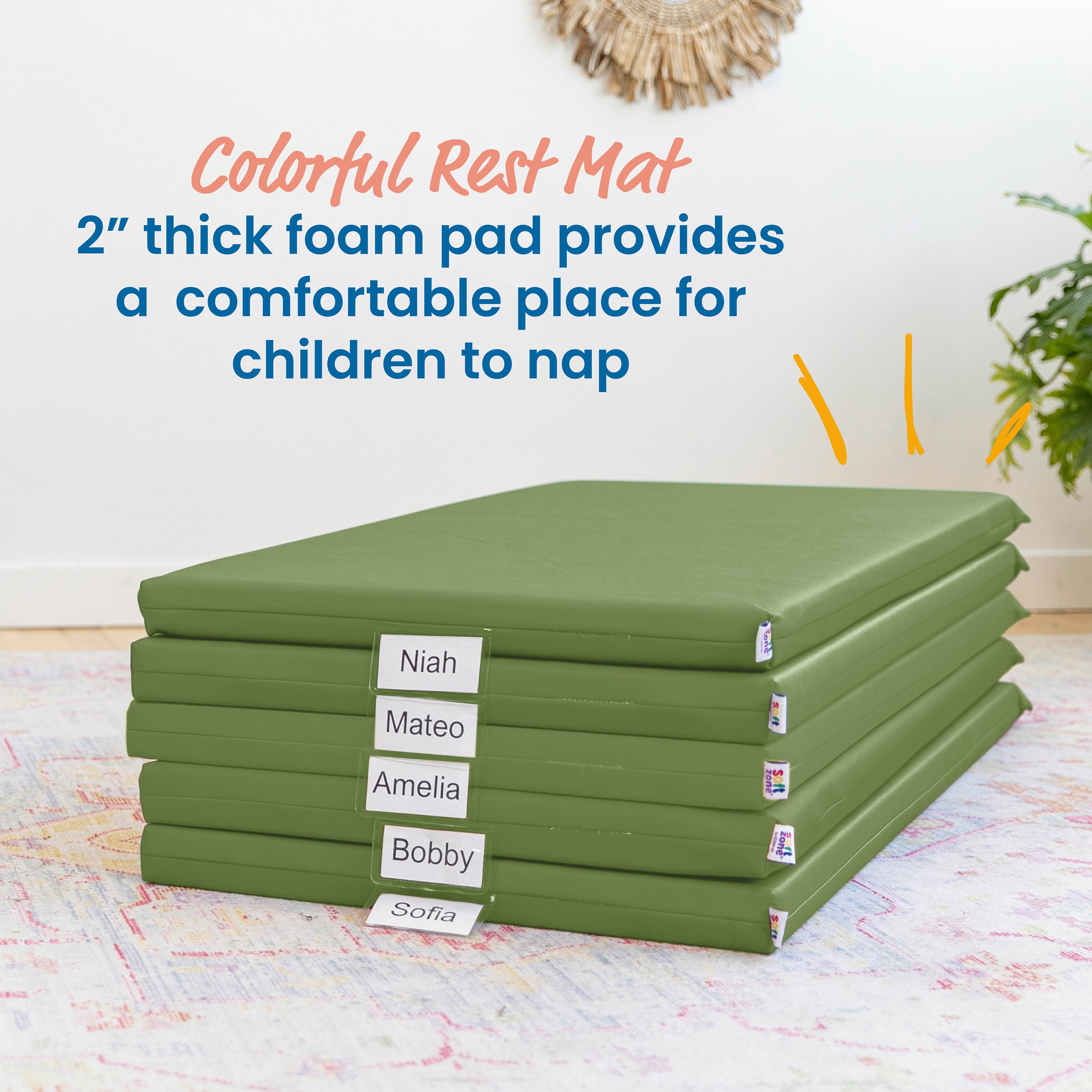 Rainbow Rest Mat with Name Tag, 5-Piece
