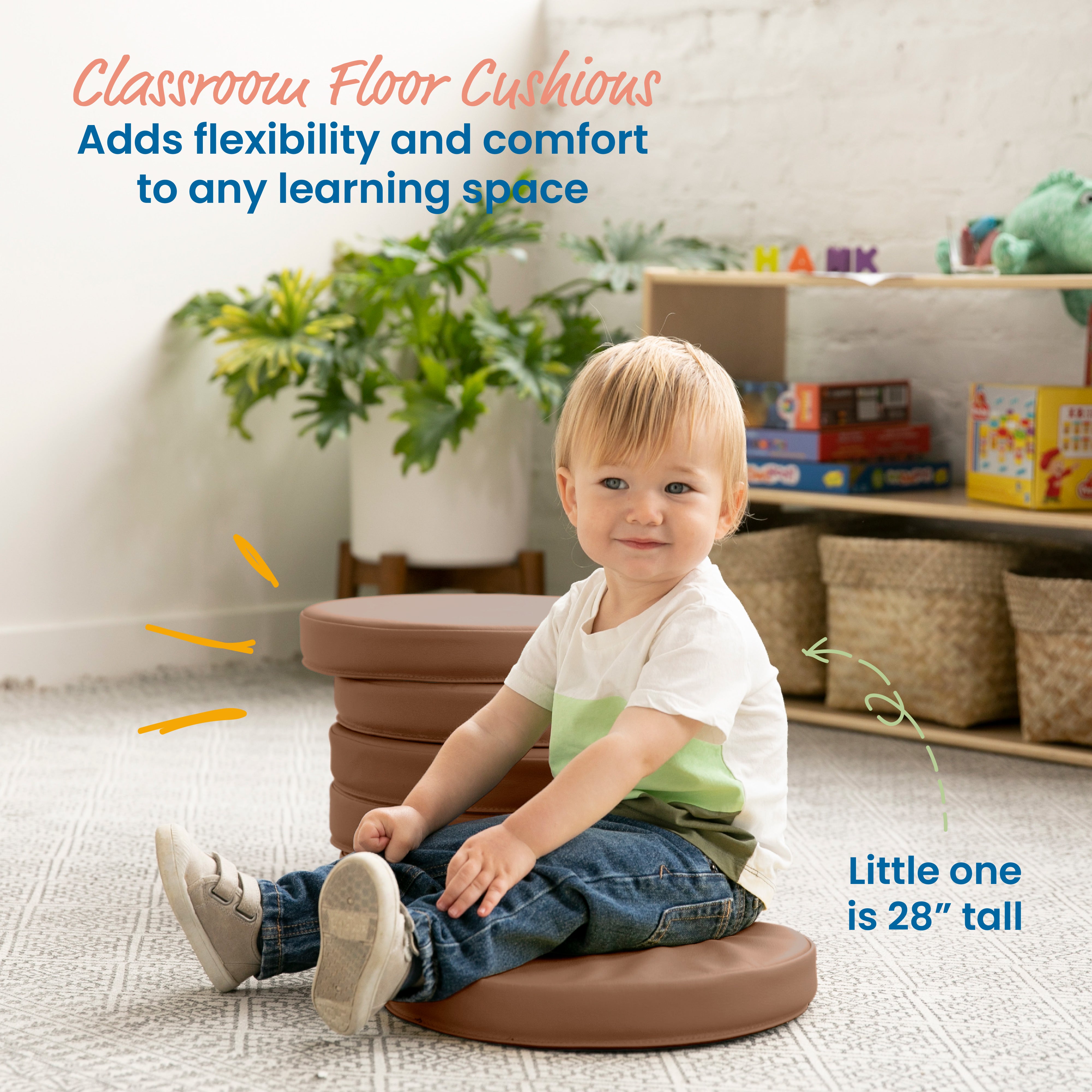 Floor Cushions, Round, 6-Piece