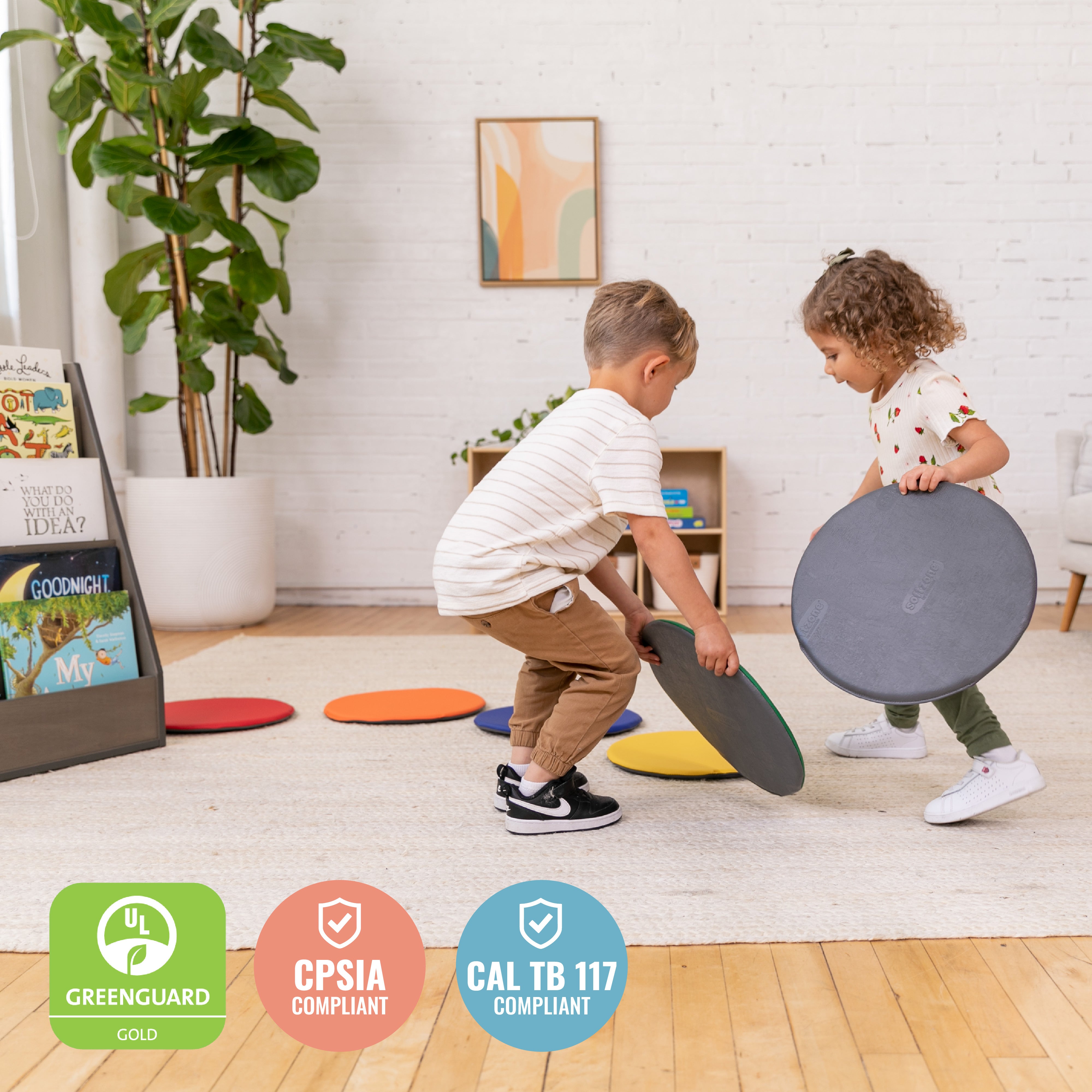 Colorful Floor Pads, Round, 6-Piece