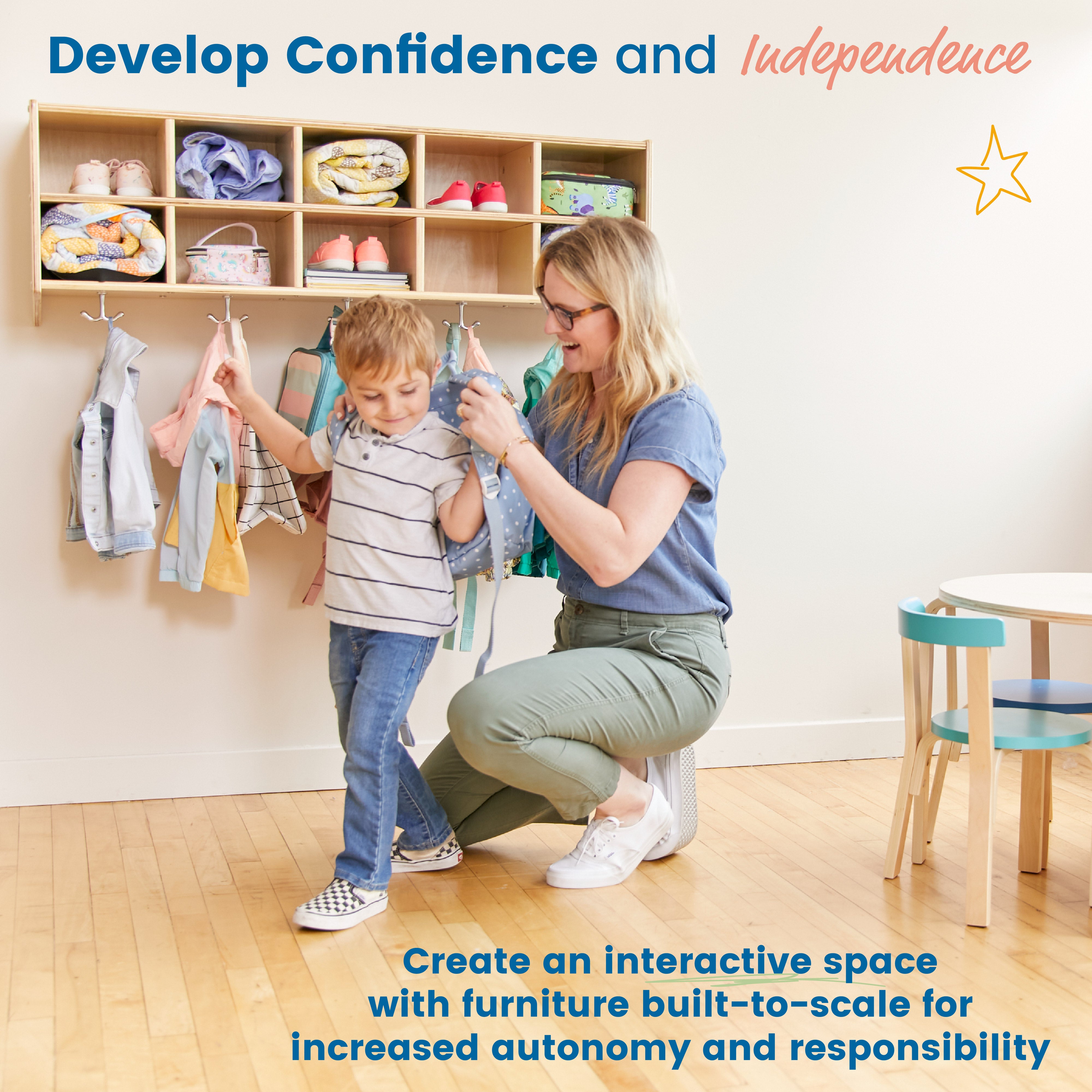 Streamline 10-Section Hanging Coat Locker with Scoop Front Storage Bins